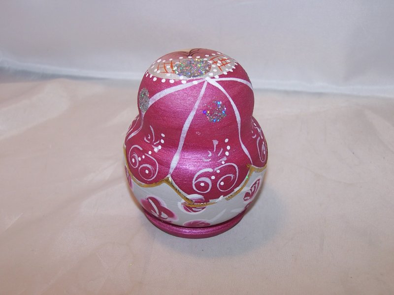 Image 5 of Nesting Doll Folk Art Woman in Pink Dress, 5 Levels