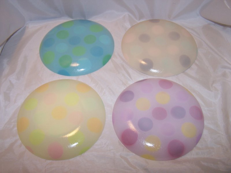 Image 1 of Polka Dot Plate, Salad Size, Set of 4, Glass