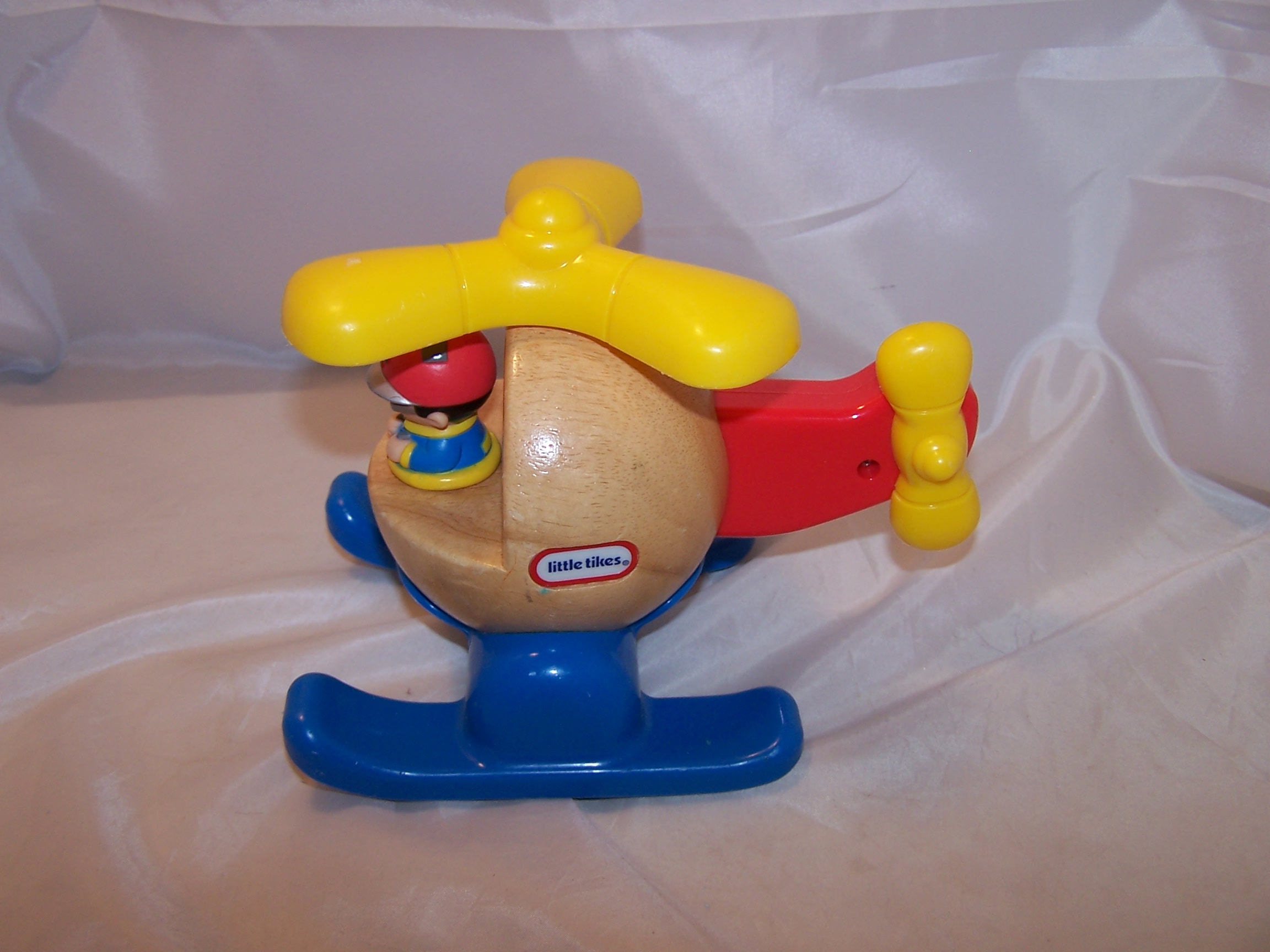 Image 1 of Little Tikes Helicopter w Pilot, Wood, Plastic, Yellow, Blue, Red