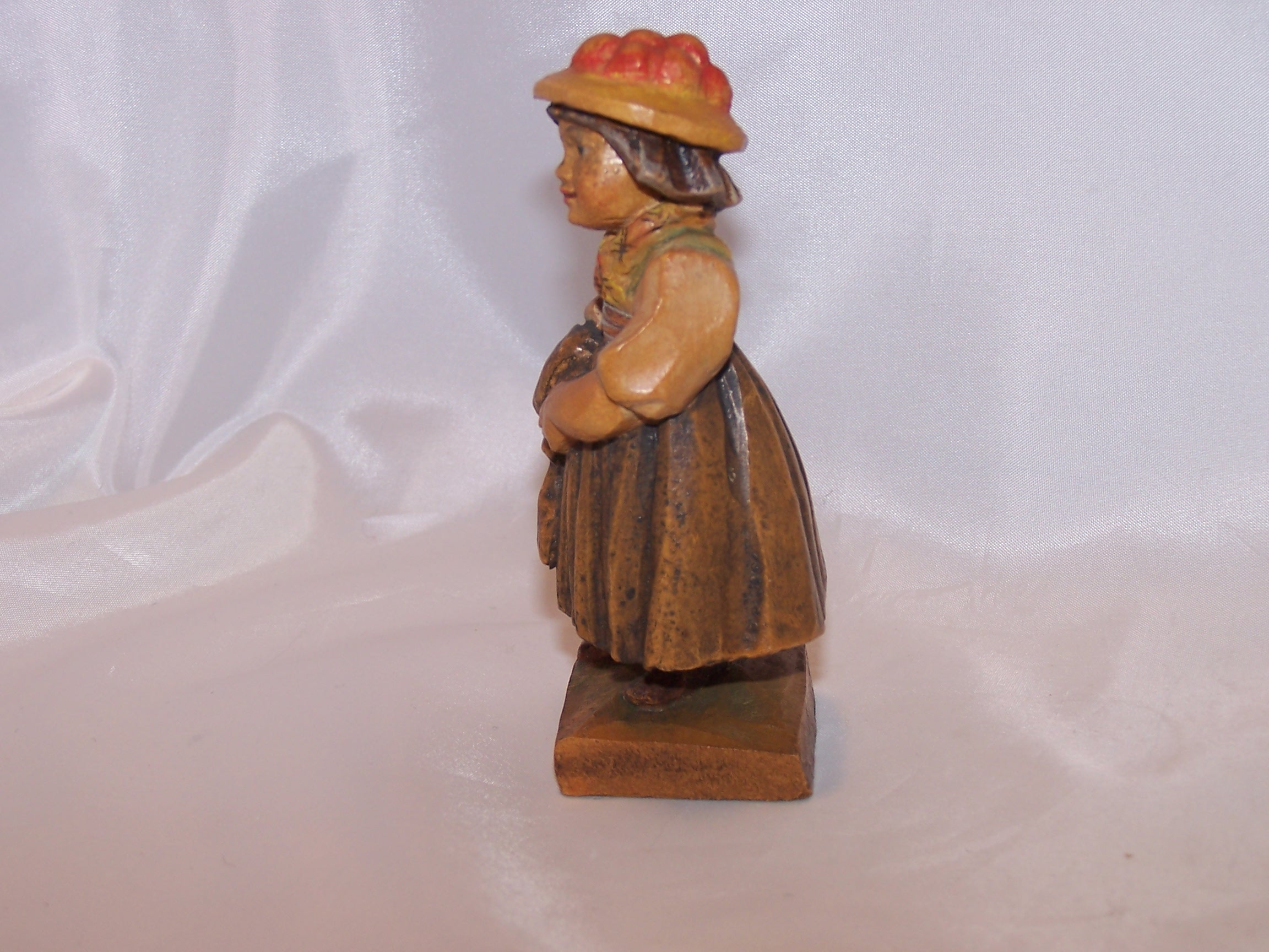 Image 1 of European Woman Figurine, Hand Carved, Wooden Wood