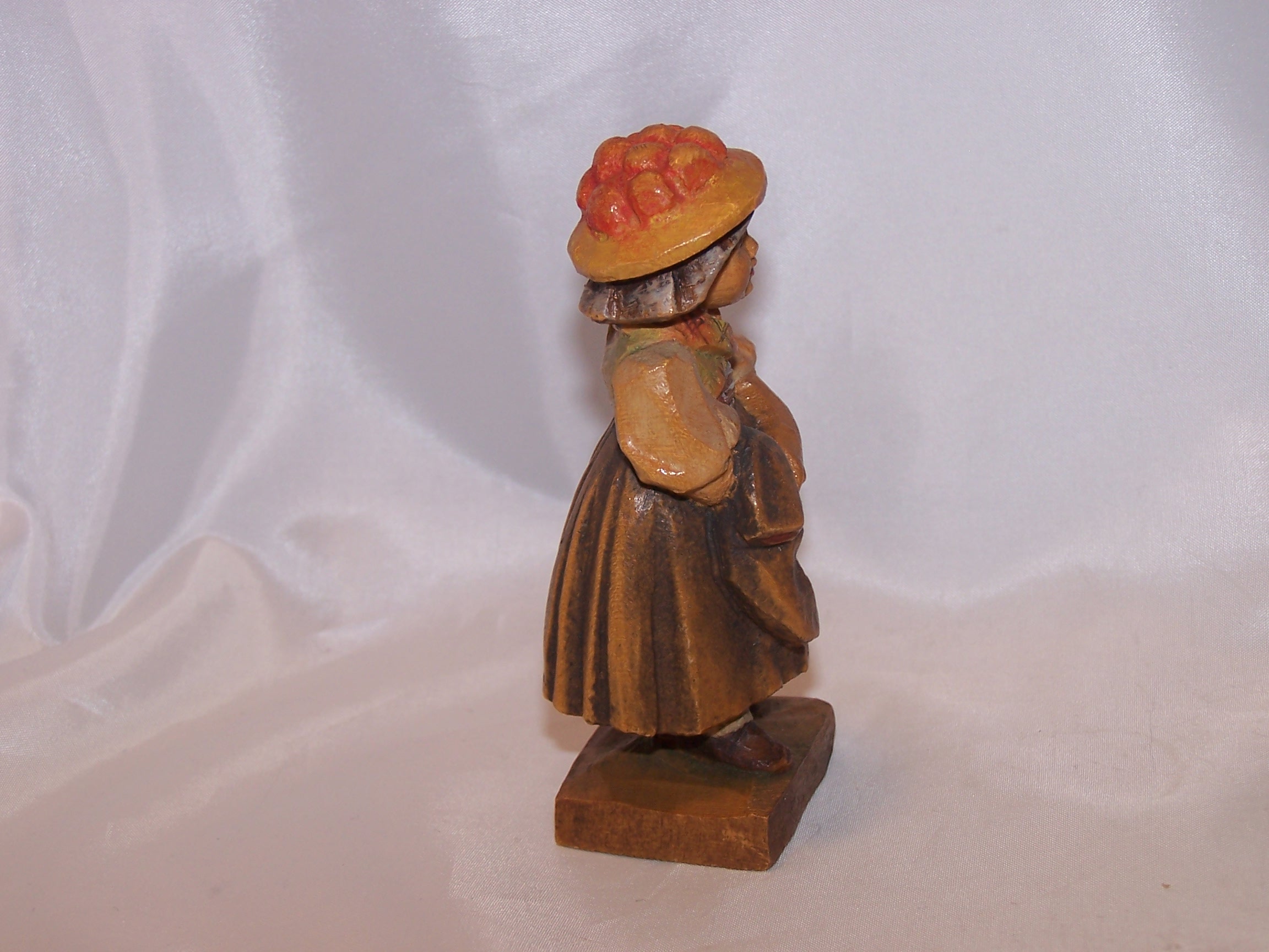 Image 3 of European Woman Figurine, Hand Carved, Wooden Wood