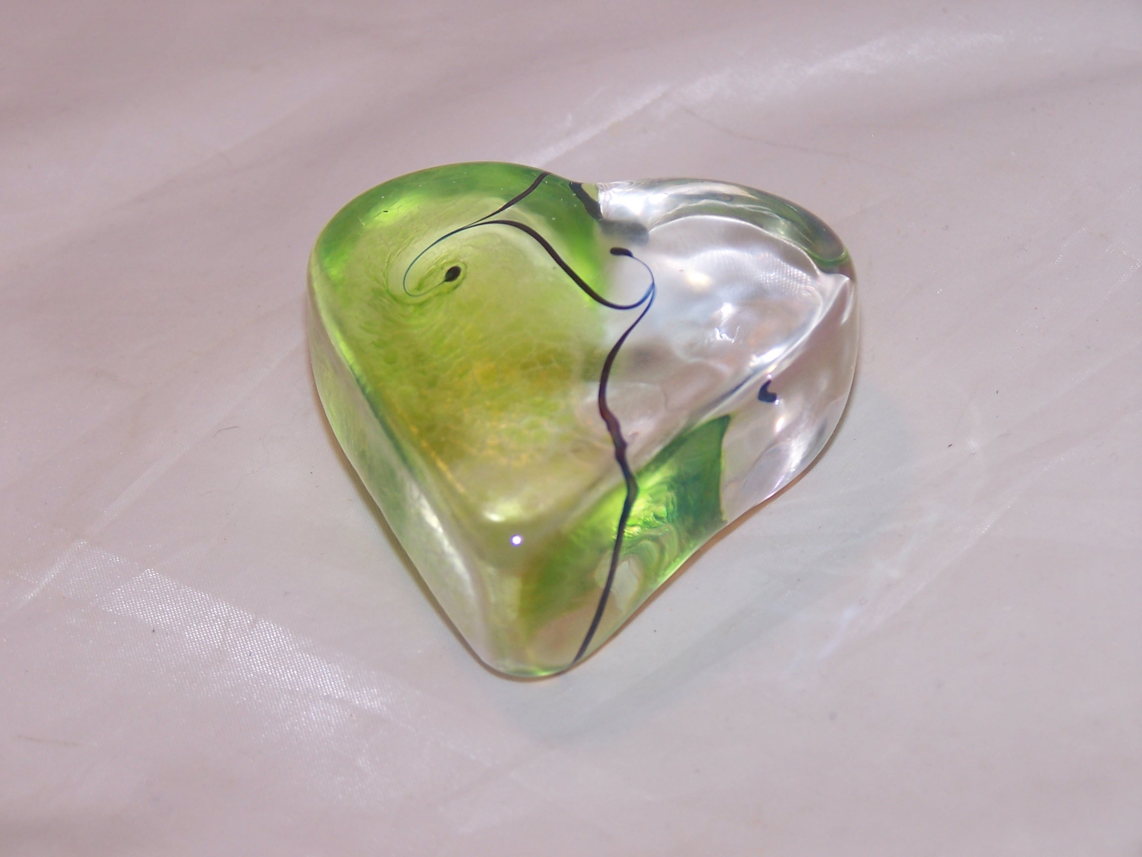 Image 2 of Robert Held Nouveau Heart, Light Green, Art Glass