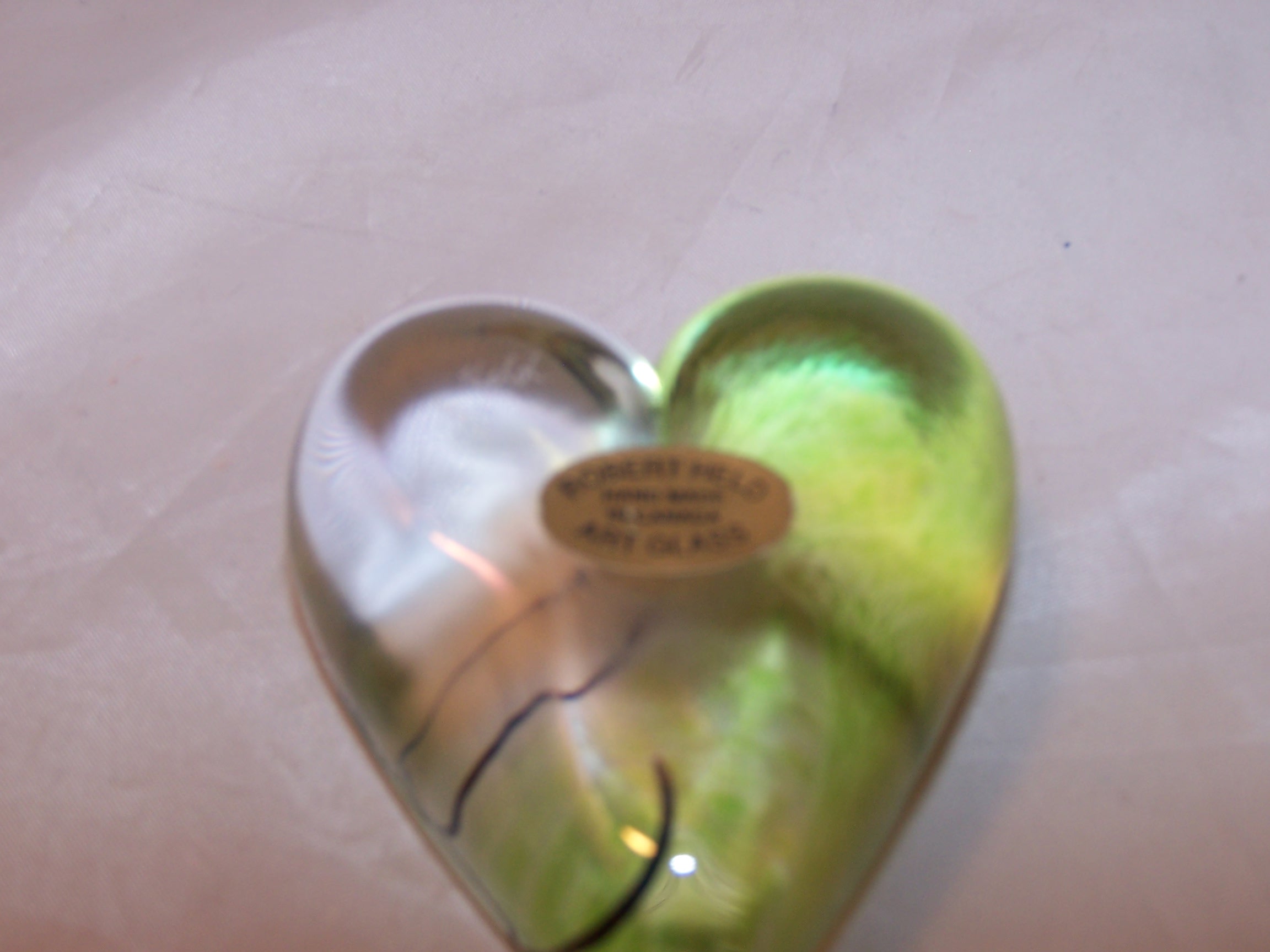 Image 4 of Robert Held Nouveau Heart, Light Green, Art Glass