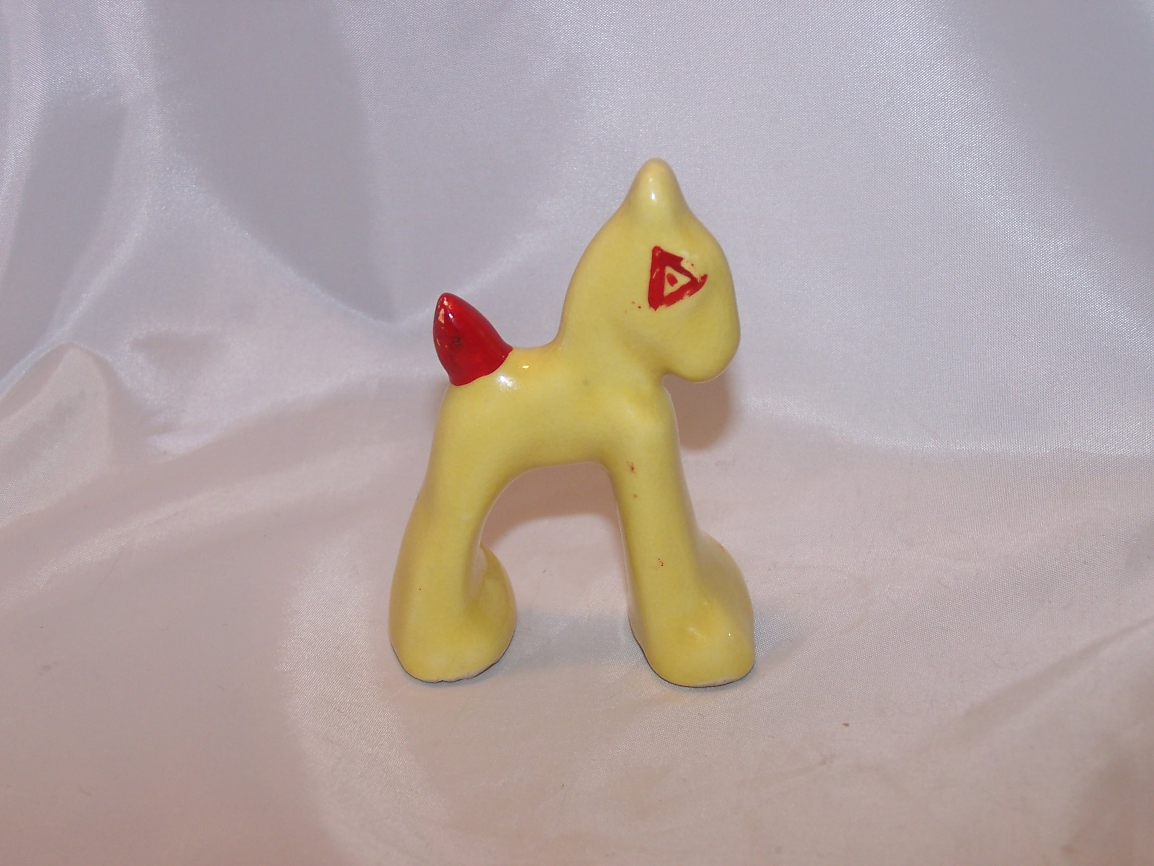 Art Deco Horse Figurine, Yellow, Red