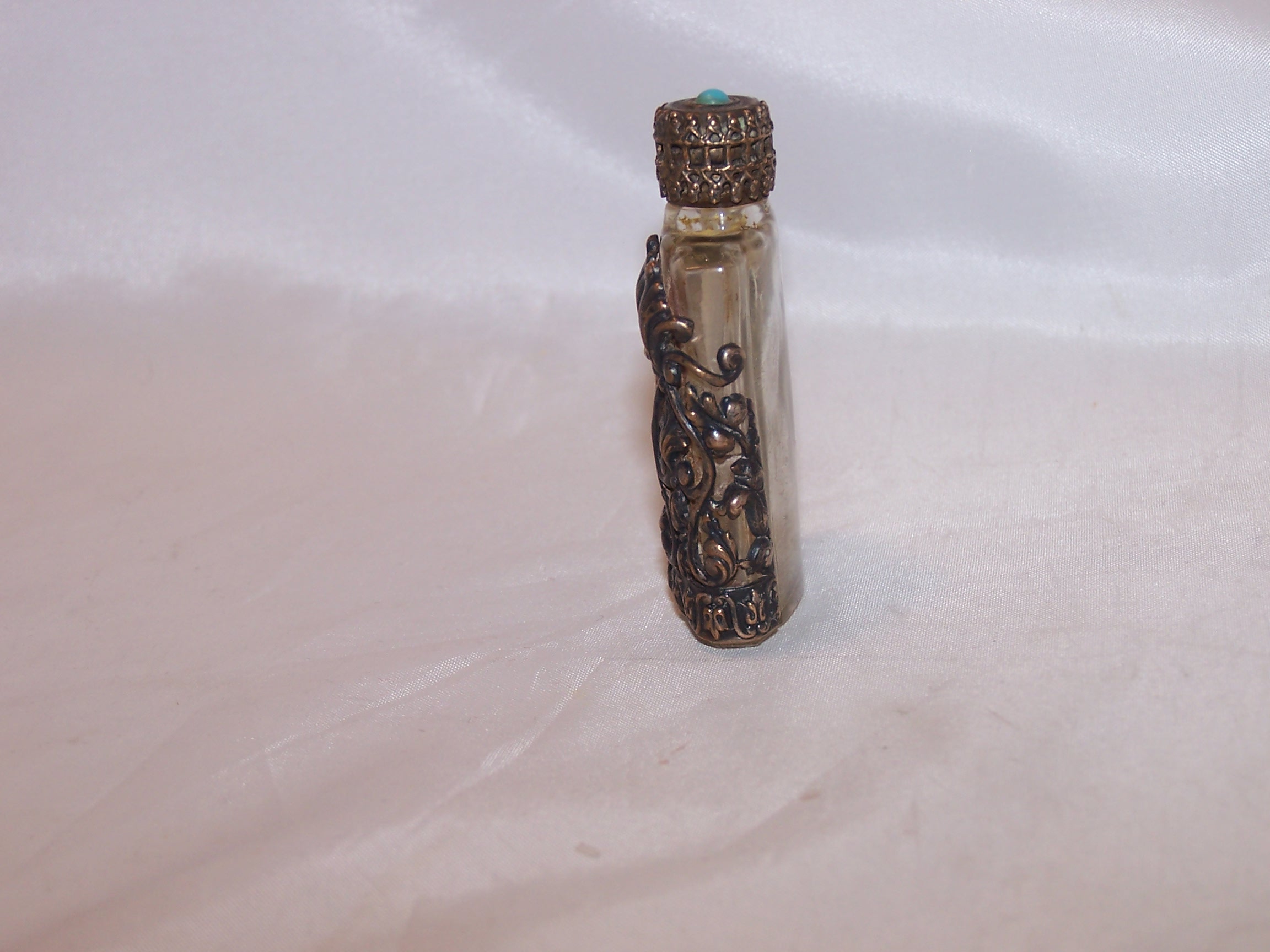 Image 1 of Perfume Bottle, Silver Filigree, Embroidery, Vintage