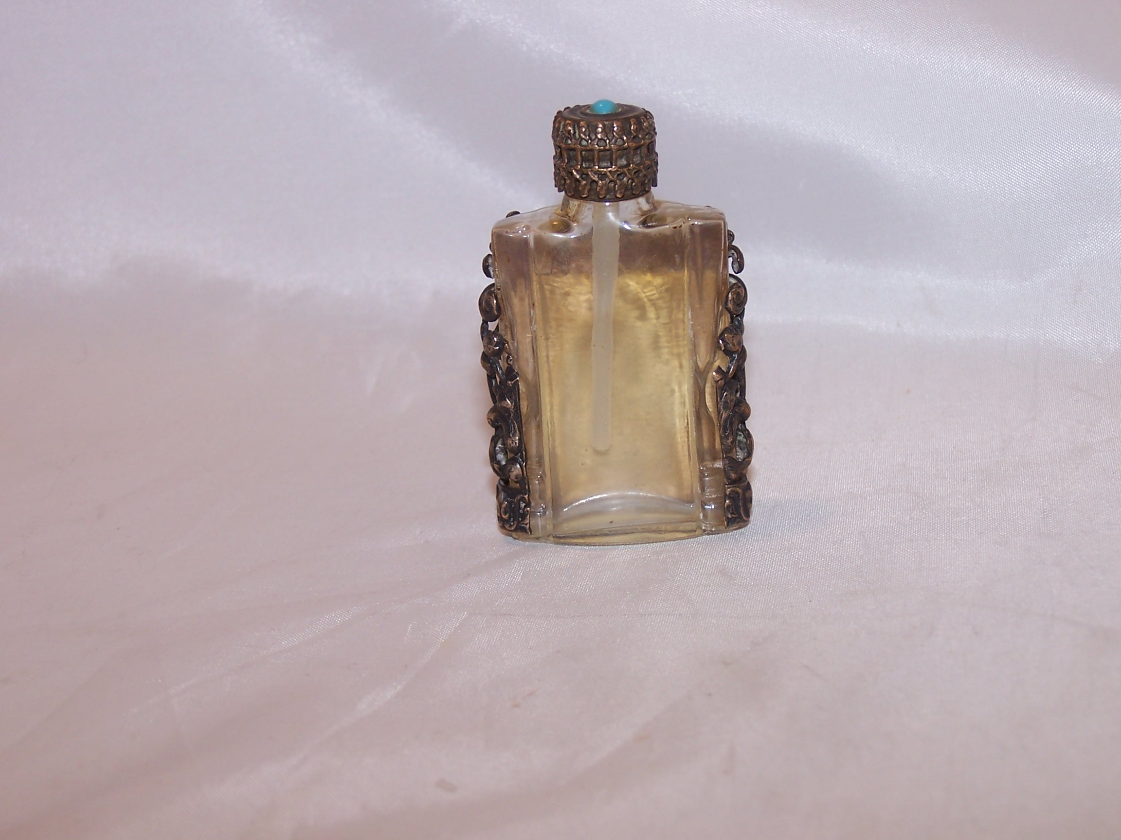 Image 2 of Perfume Bottle, Silver Filigree, Embroidery, Vintage