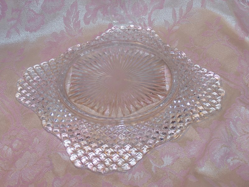 Image 2 of Glass Salad Plate, Square w Scalloping, Vintage