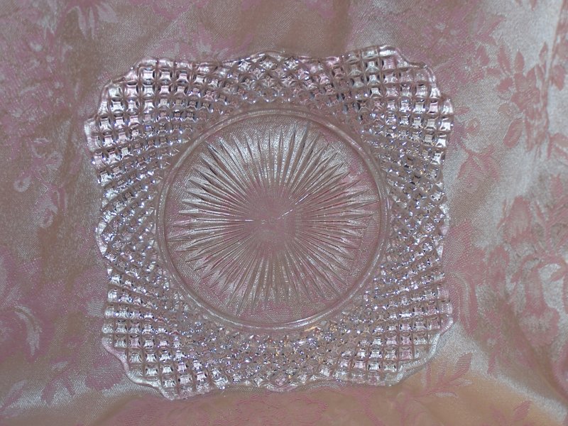 Image 3 of Glass Salad Plate, Square w Scalloping, Vintage