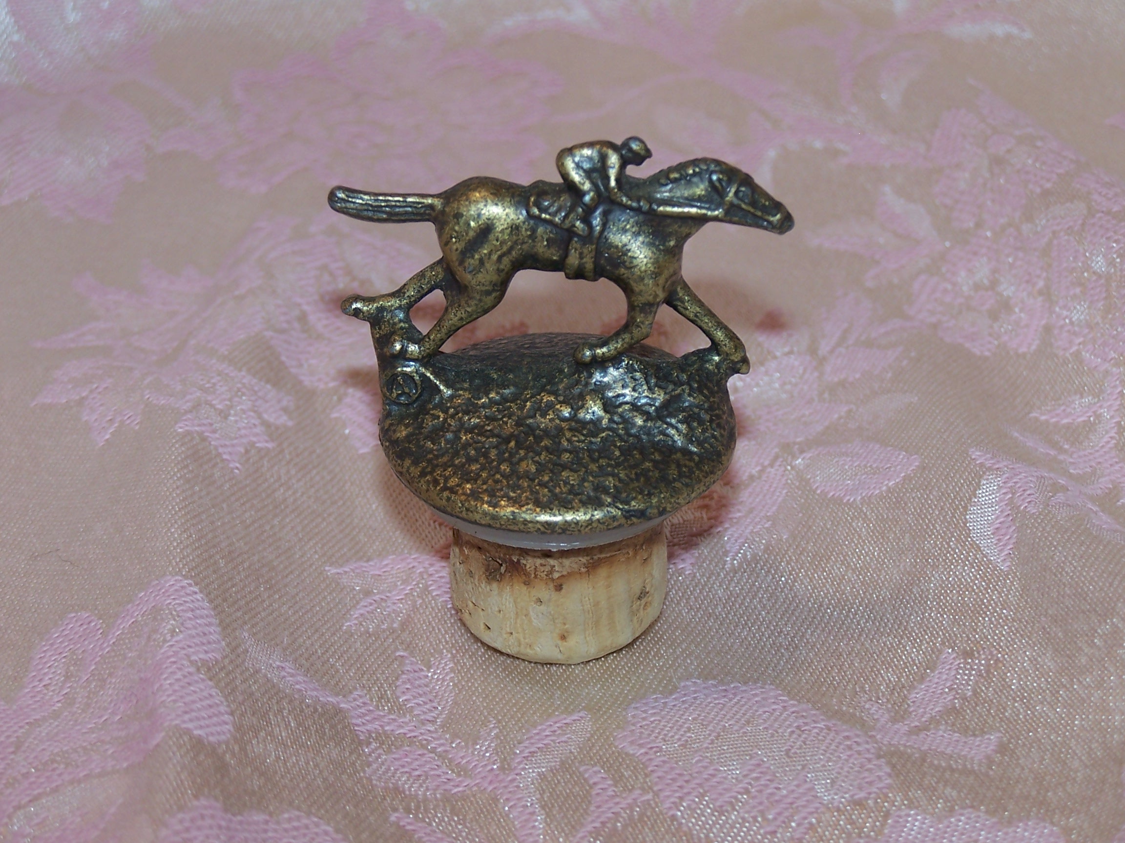 Bottle Stopper, Racing Horse with Jockey, Brass