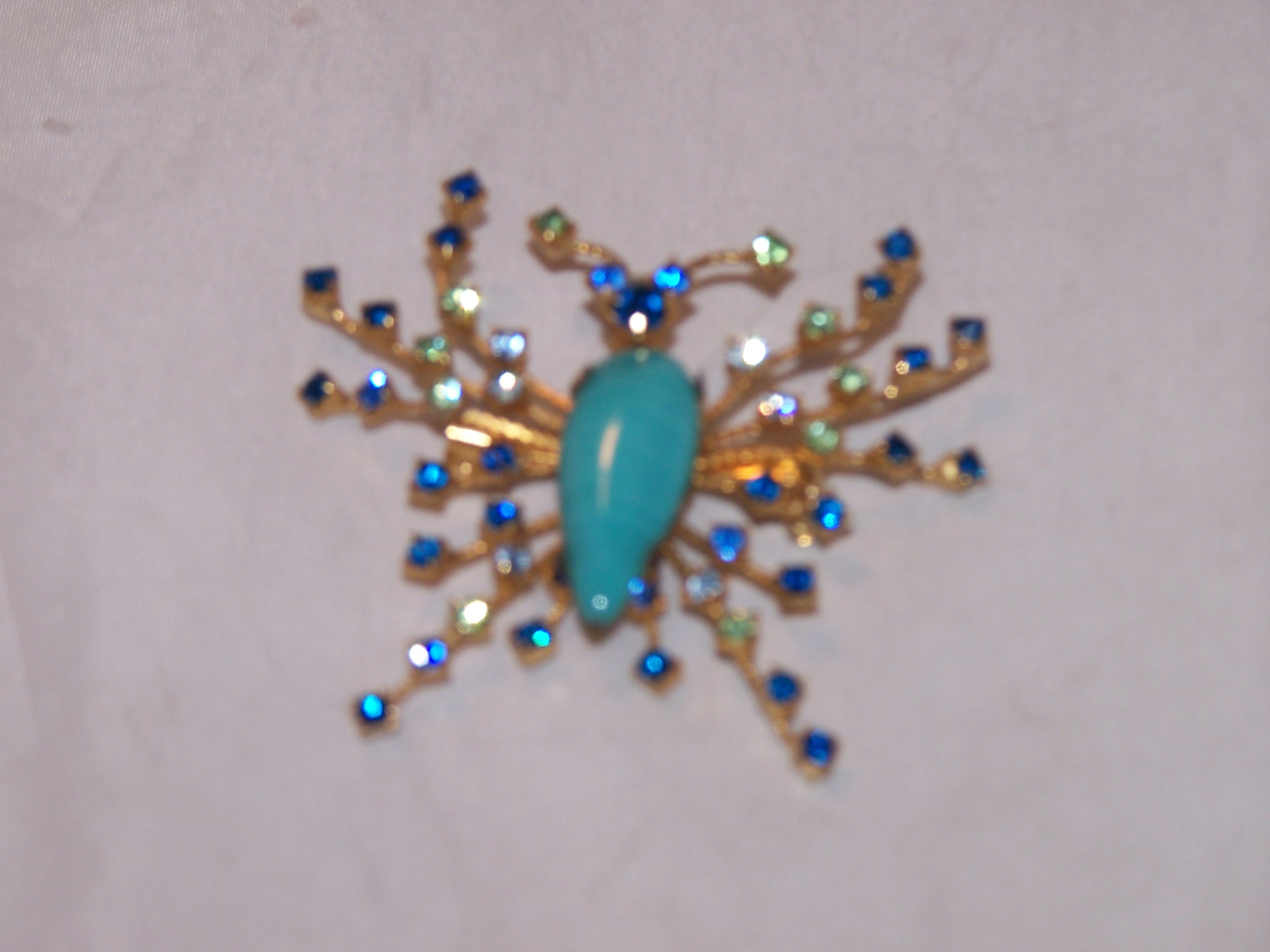 Image 4 of Joesph Warner Bug Pin, Brooch, Prong Set Rhinestones, Vintage