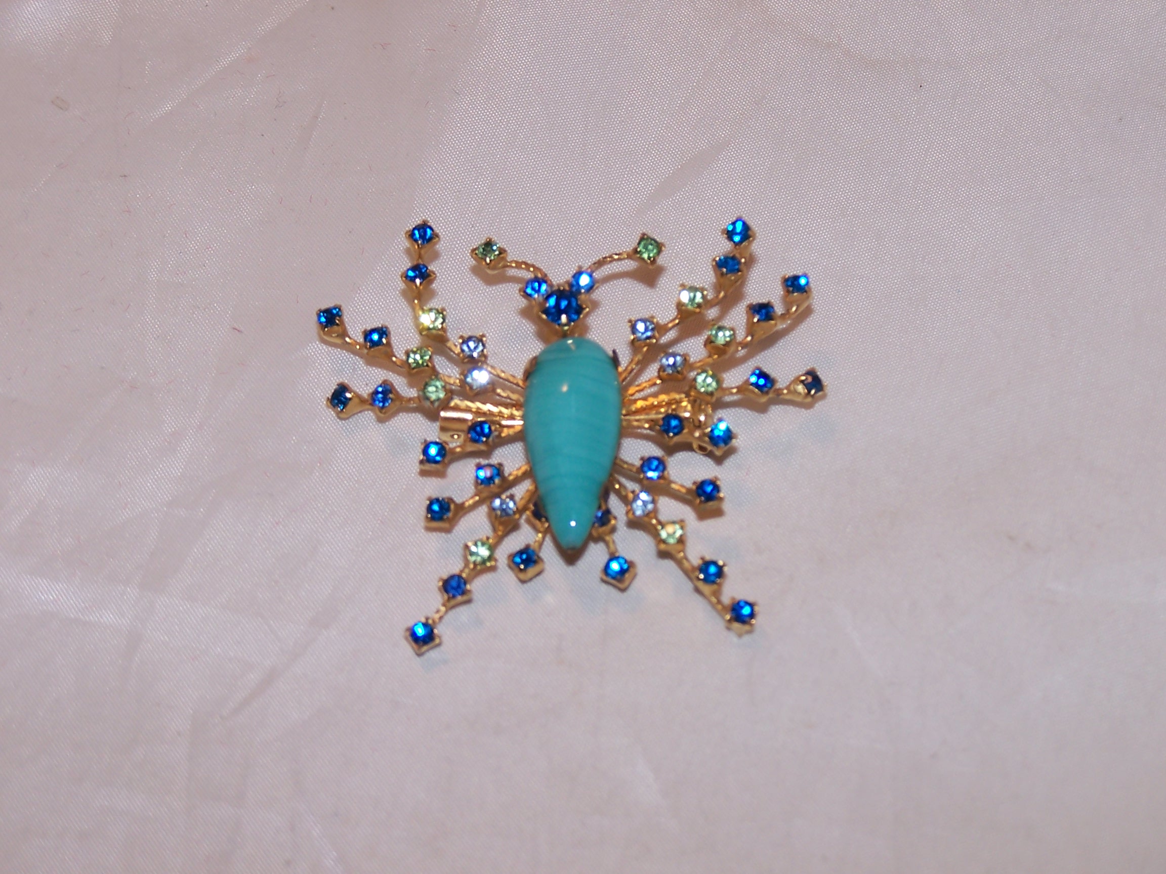 Bug Pin, Orange Rhinestone Wings