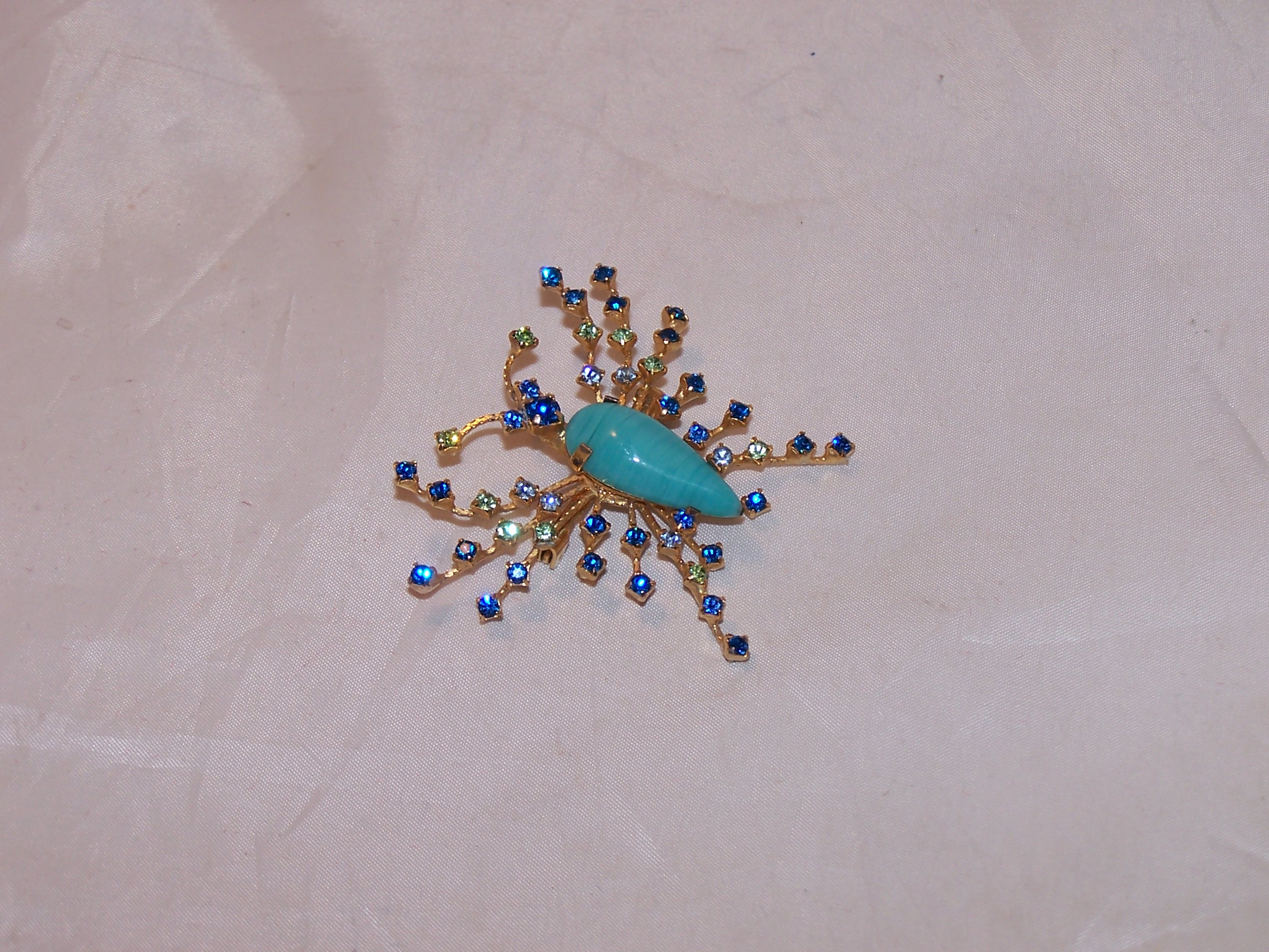 Image 2 of Joesph Warner Bug Pin, Brooch, Prong Set Rhinestones, Vintage