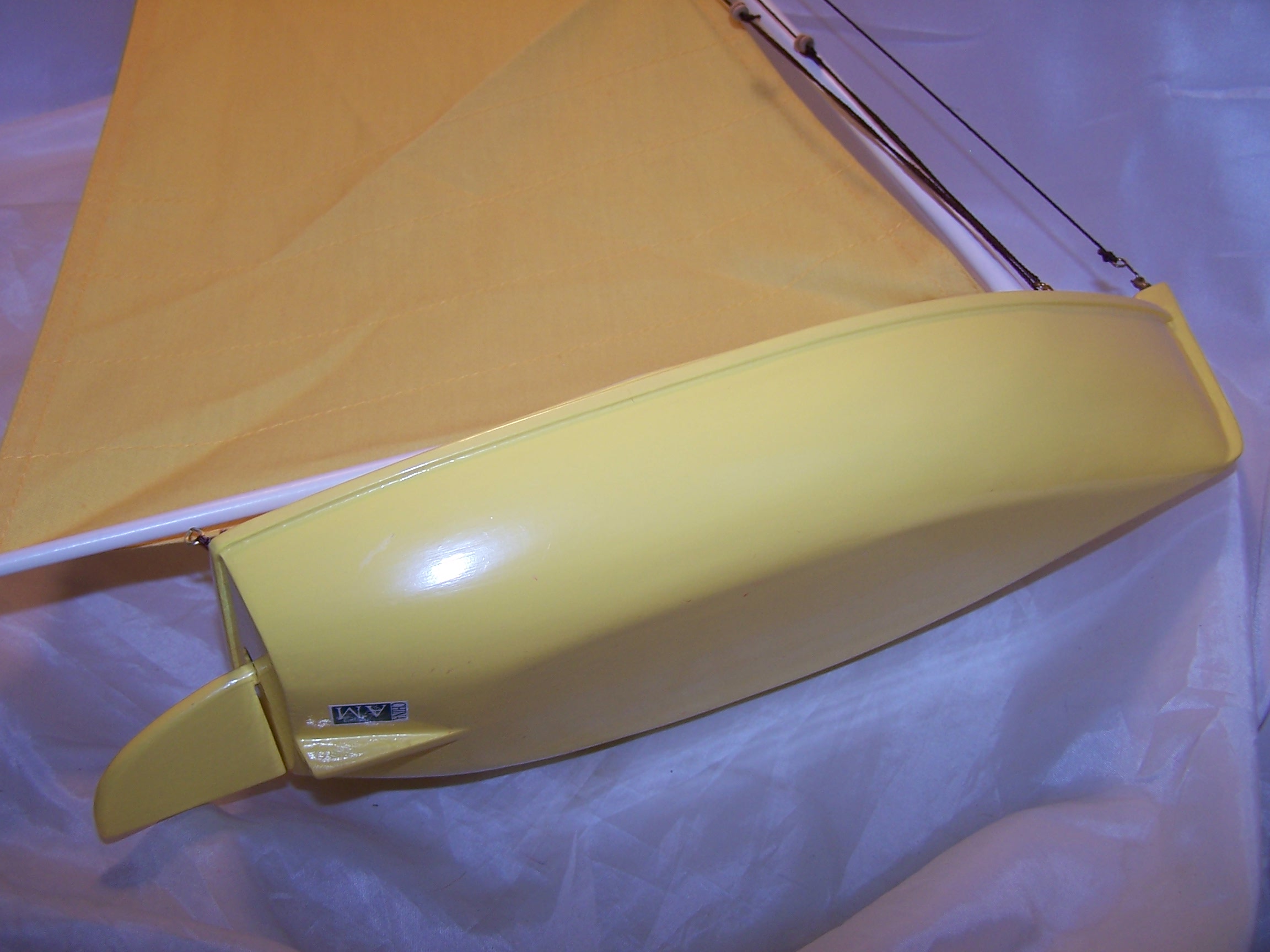 Image 7 of Sailboat, Barnegat Bay Catboat Model, Floats, Yellow, White