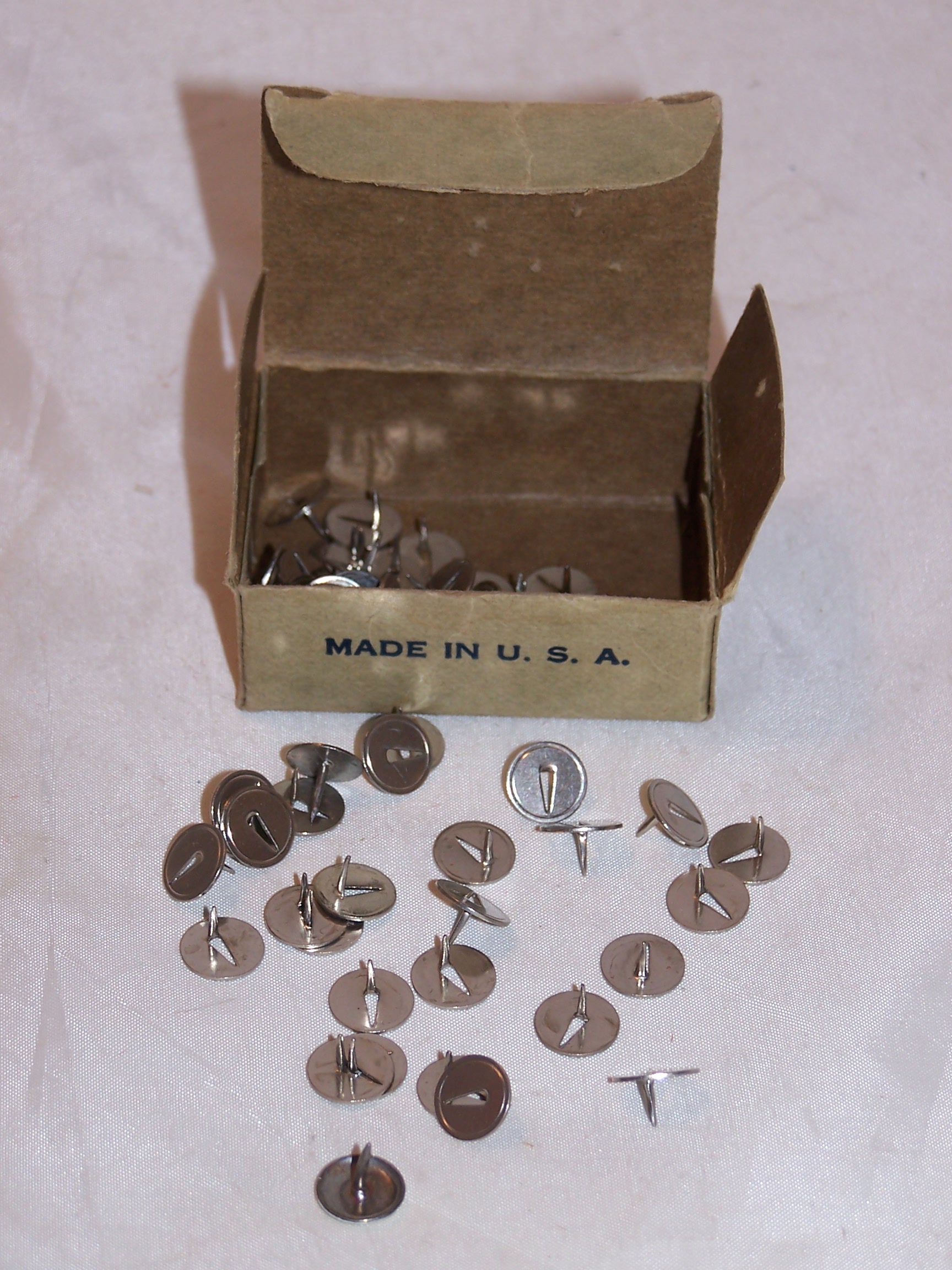 Image 1 of Tiger Thumb Tacks, Orig Box, Vintage, Cut Out