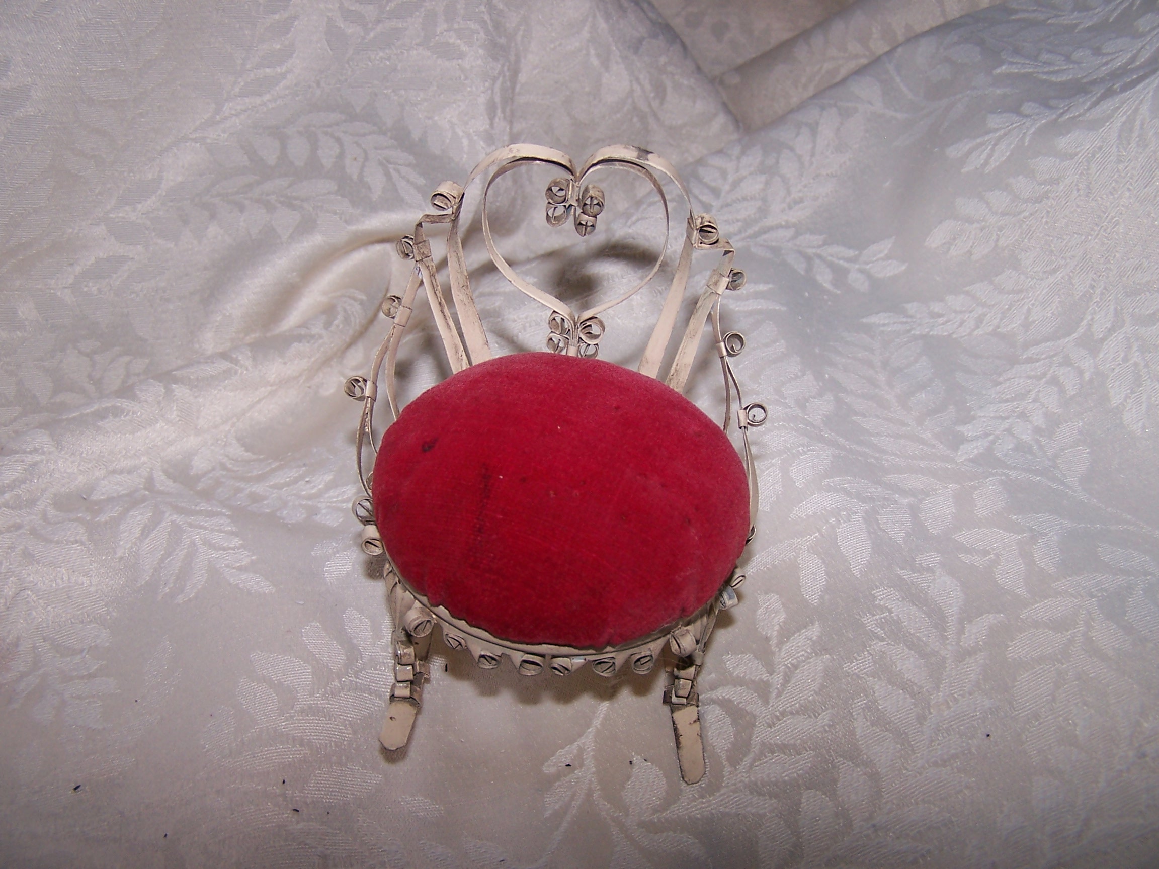 Quilled Pin Cushion Rocking Chair, White, Folk Art