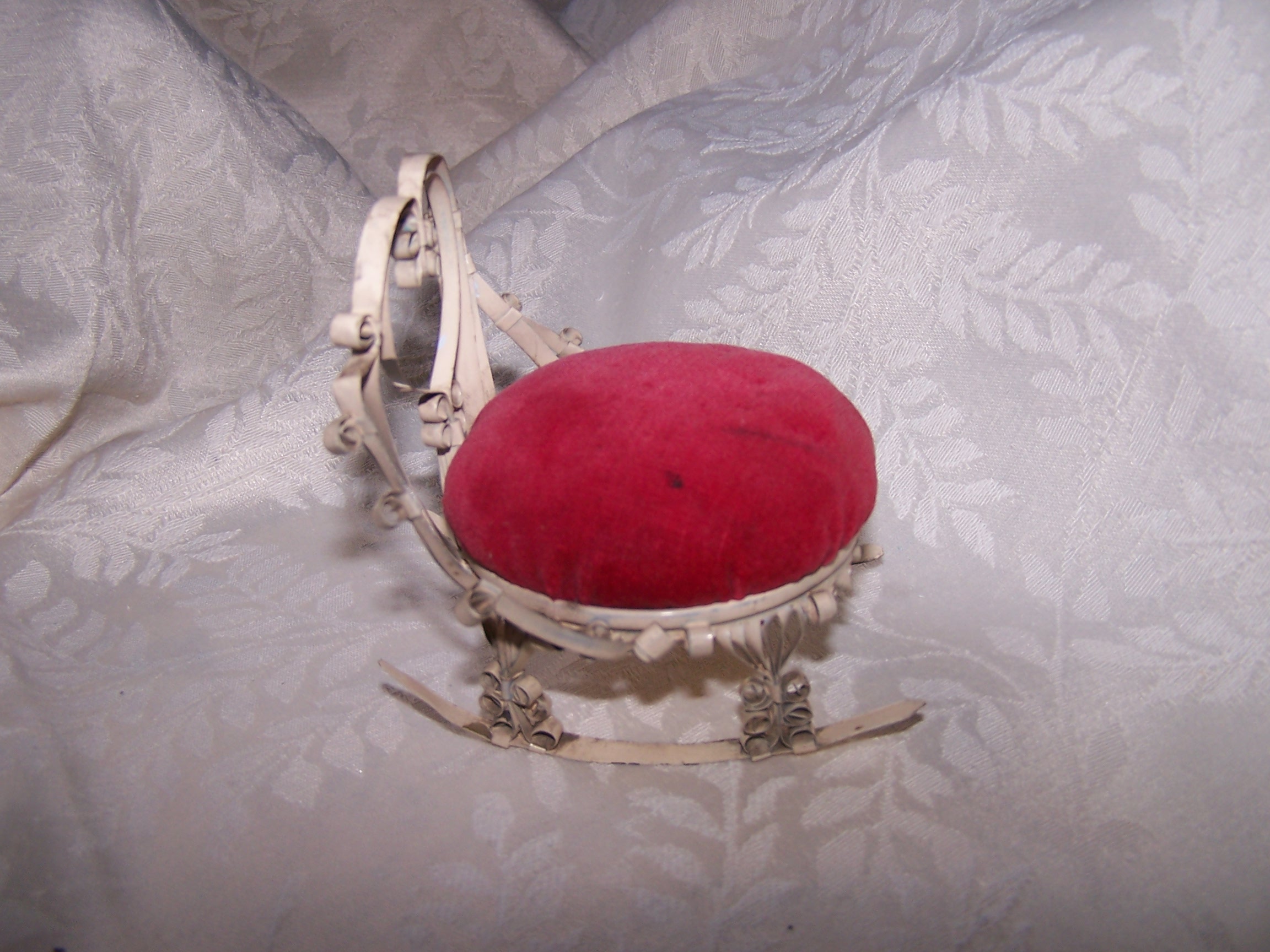 Image 3 of Quilled Pin Cushion Rocking Chair, White, Folk Art