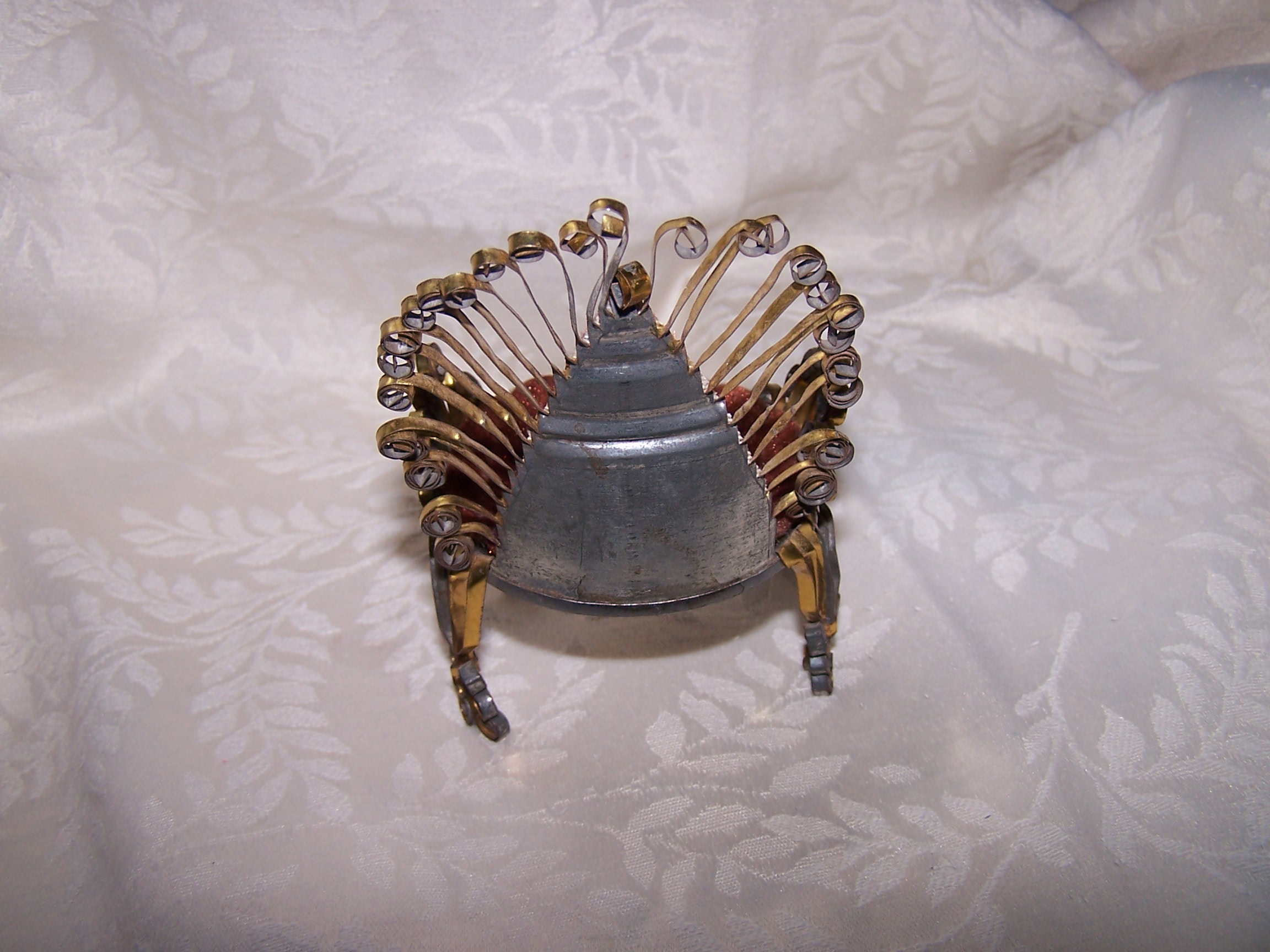 Image 2 of Quilled Pin Cushion Chair, Brown, Silver, Gold, Vintage