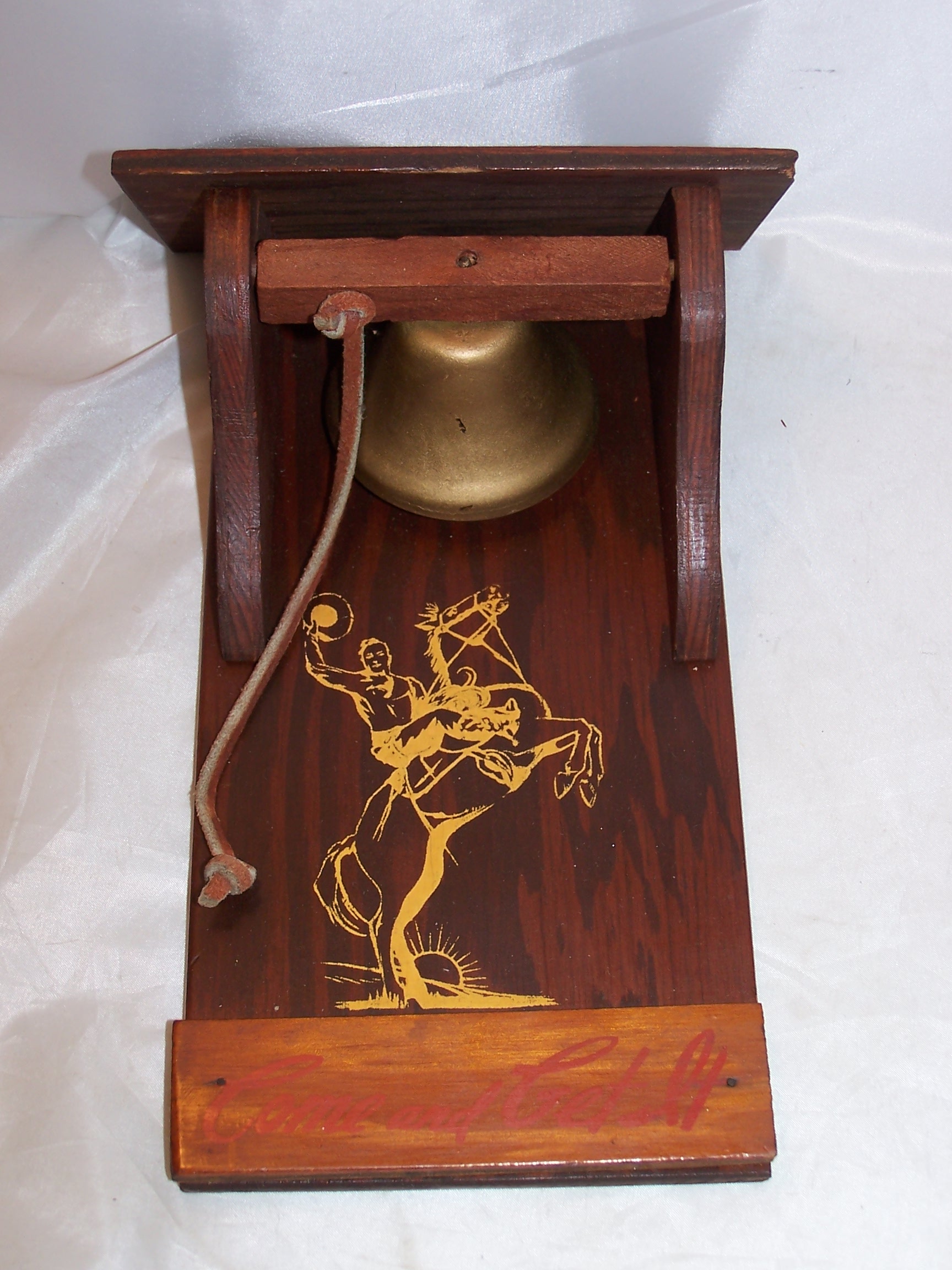 Cowboy Dinner Bell, Wood, Metal, Vintage