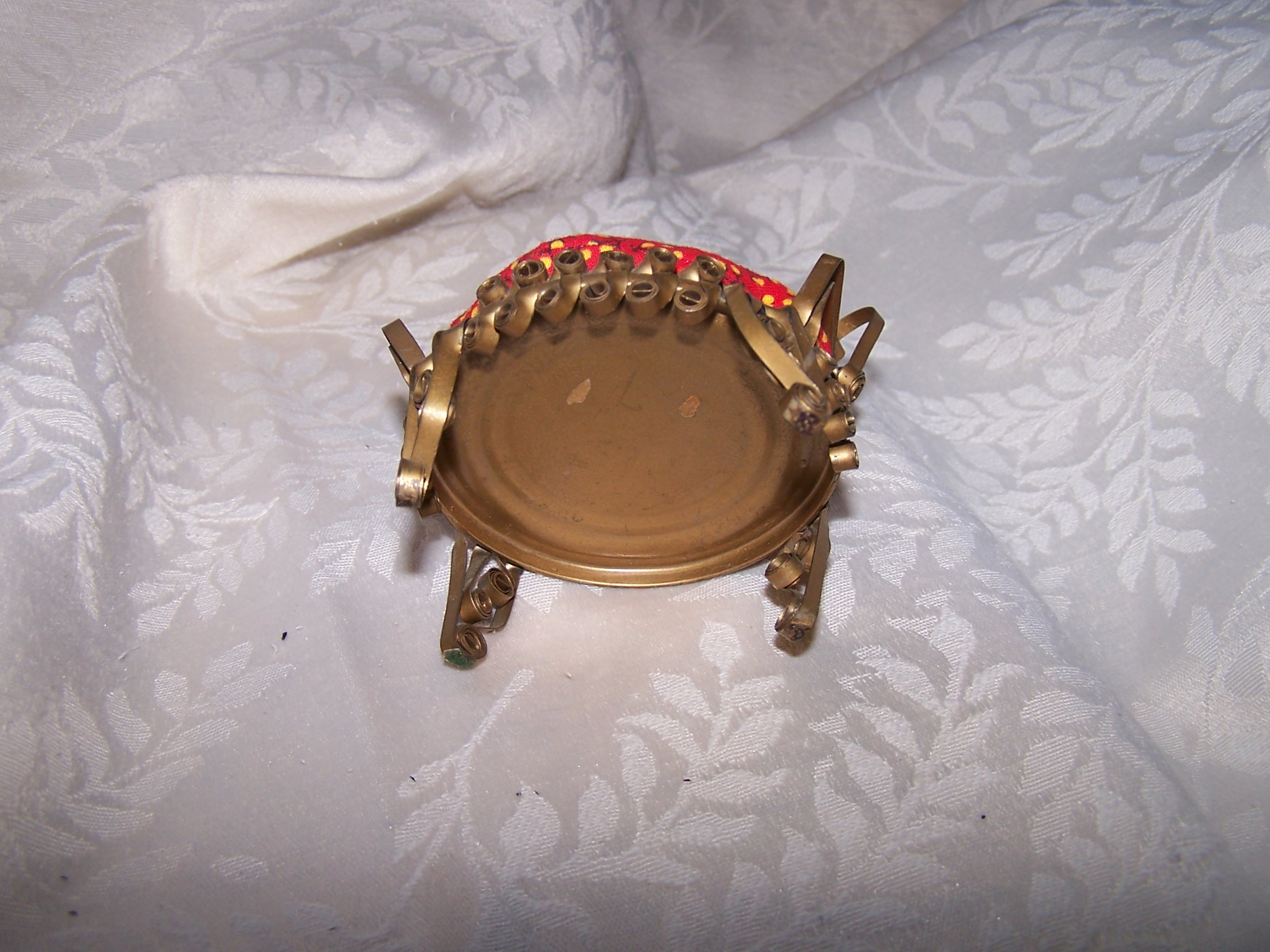 Image 4 of Quilled Pin Cushion Chair, Curved Back, Gold, Folk Art, Vintage
