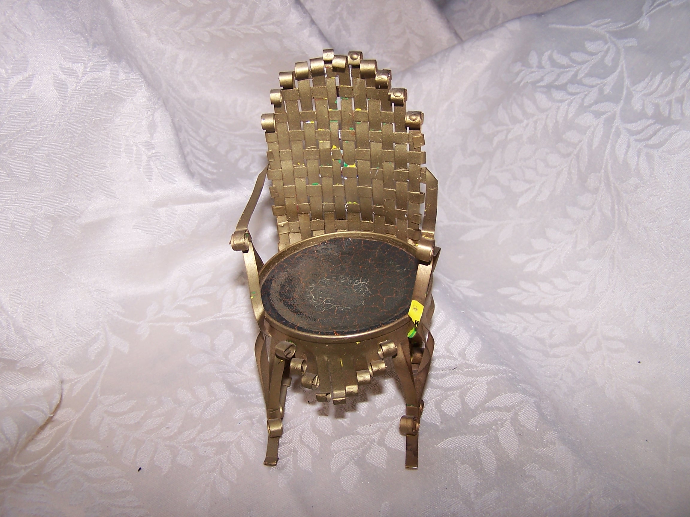 Quilled Woven Back Rocking Chair, Gold, Vintage