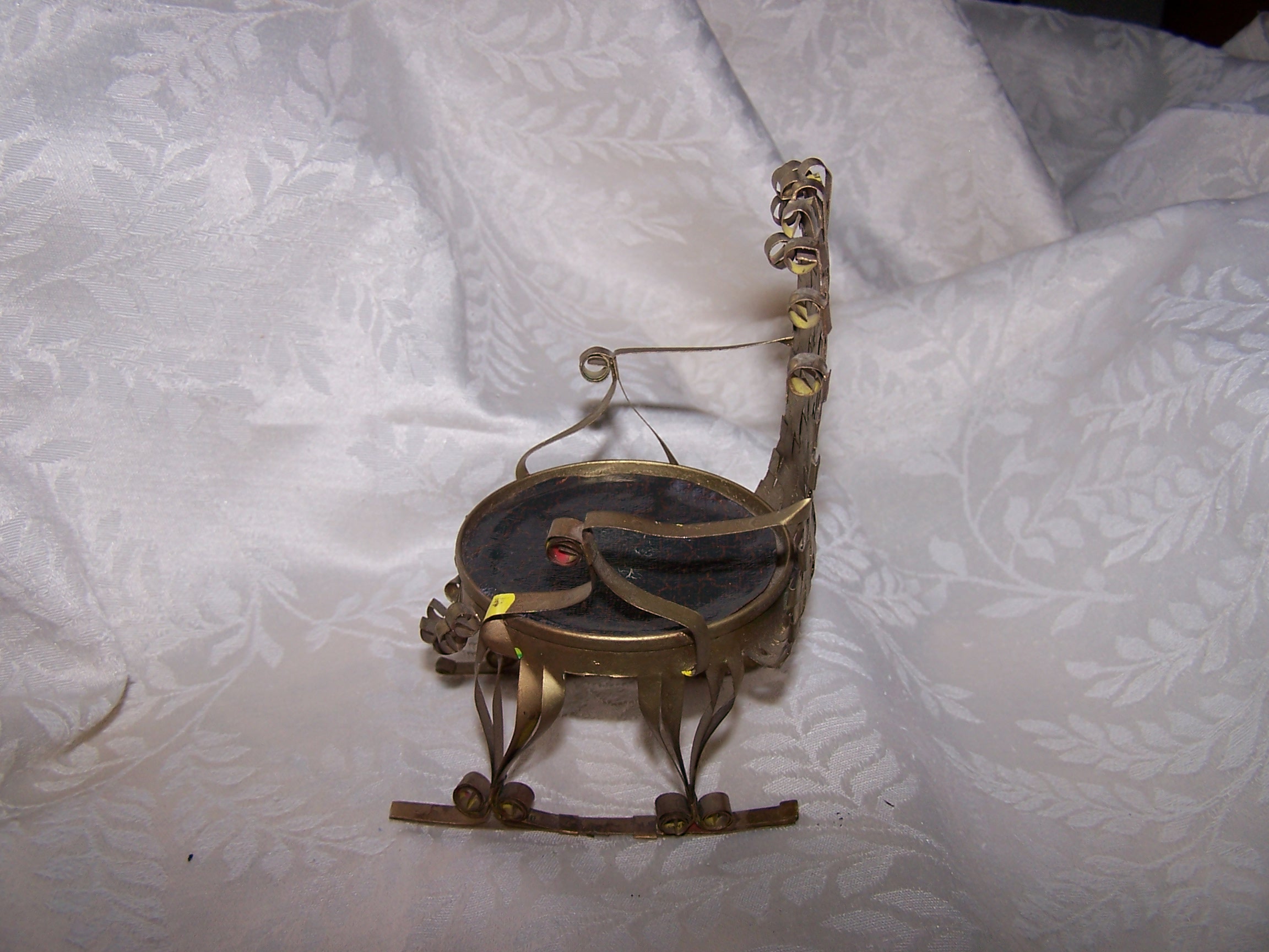 Image 1 of Quilled Woven Back Rocking Chair, Gold, Vintage