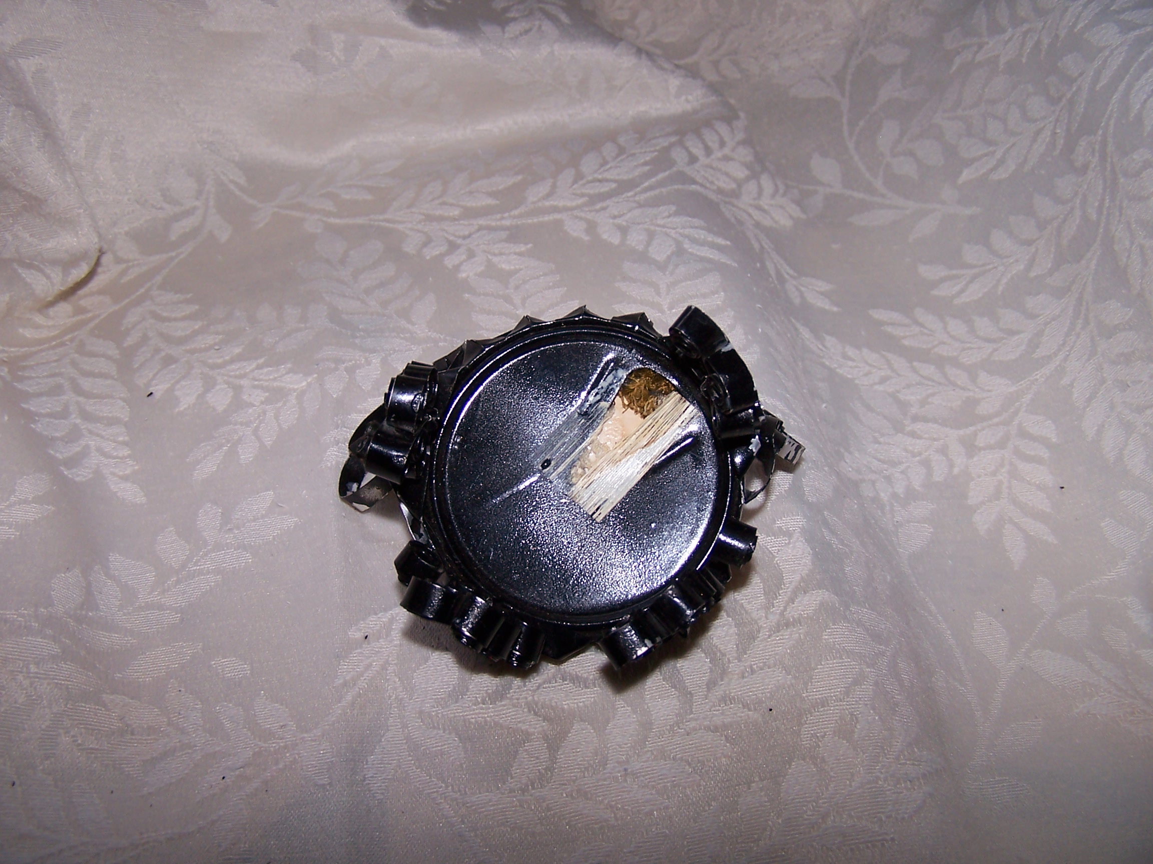 Image 5 of Quilled Pin Cushion Chair, Black w Brown Cushion, Folk Art