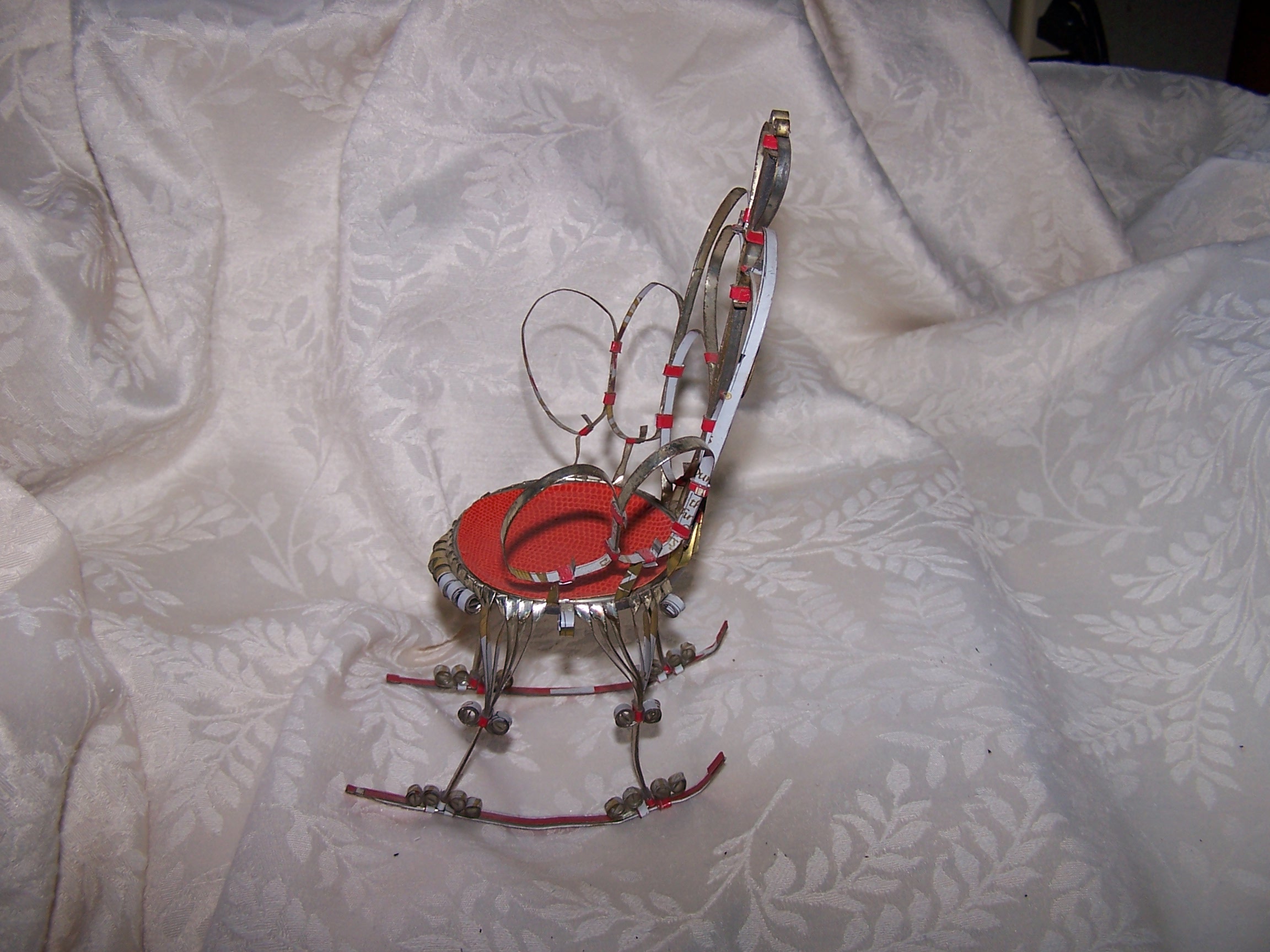 Image 1 of Quilled Rocking Chair, Tall, Unpainted, Vintage Folk Art