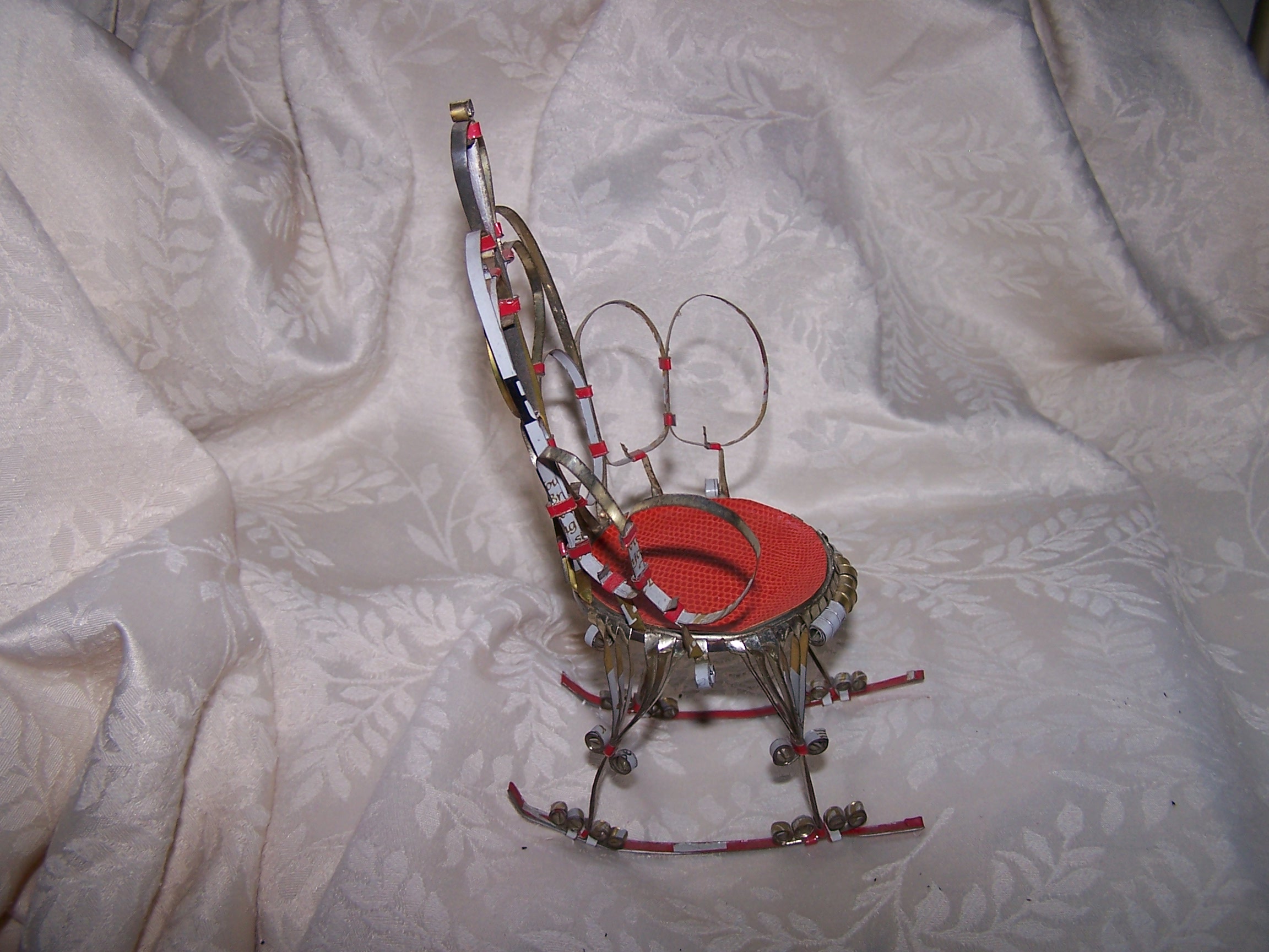 Image 3 of Quilled Rocking Chair, Tall, Unpainted, Vintage Folk Art