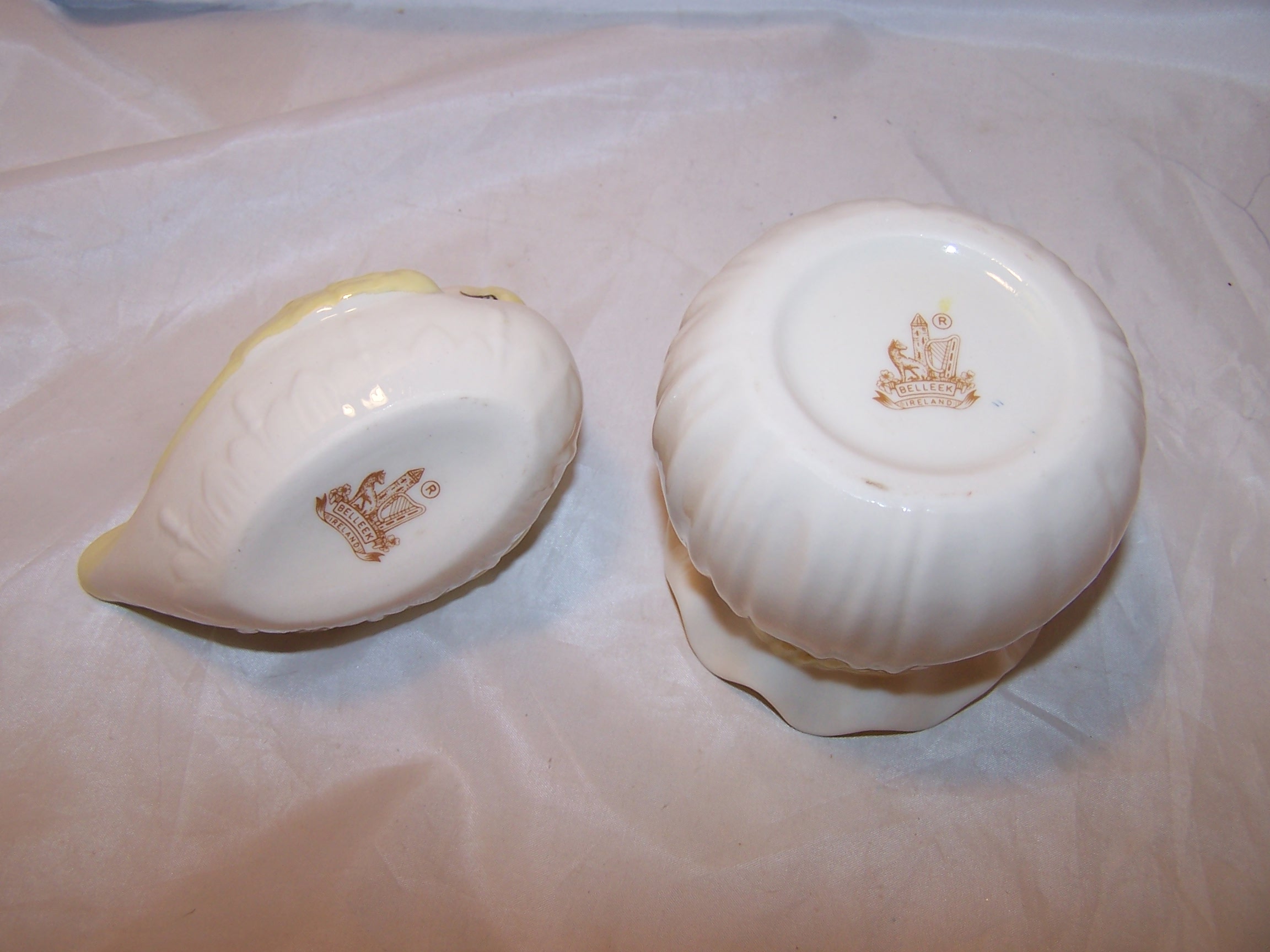 Image 3 of Belleek Ireland, First Brown Mark, Swan Creamer, Bag Sugar