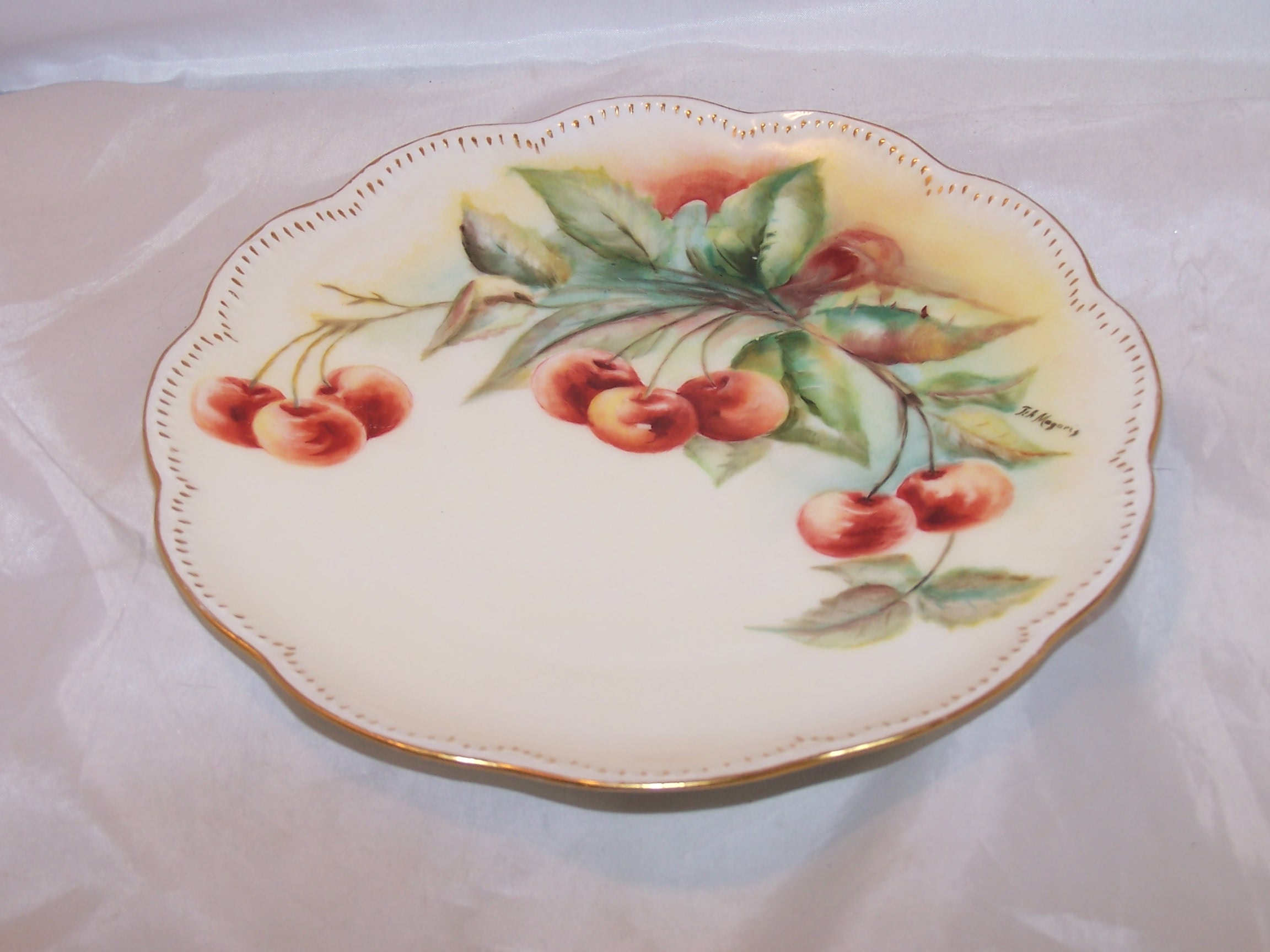 Image 3 of Haviland France Cherry Branch Plate, Artist Signed Magoris