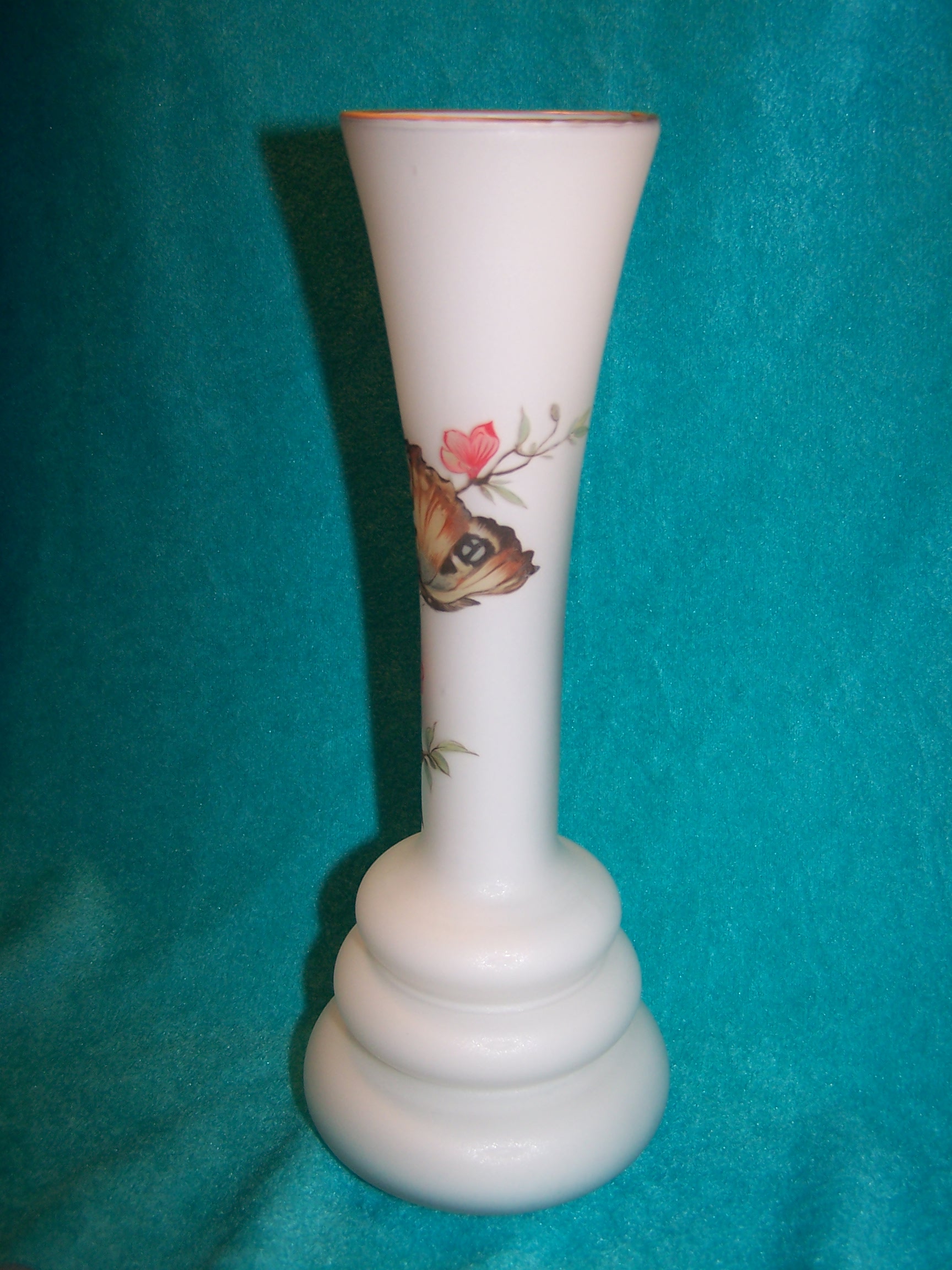 Image 3 of Milk Glass Butterfly Vase, Italian Satin Glass