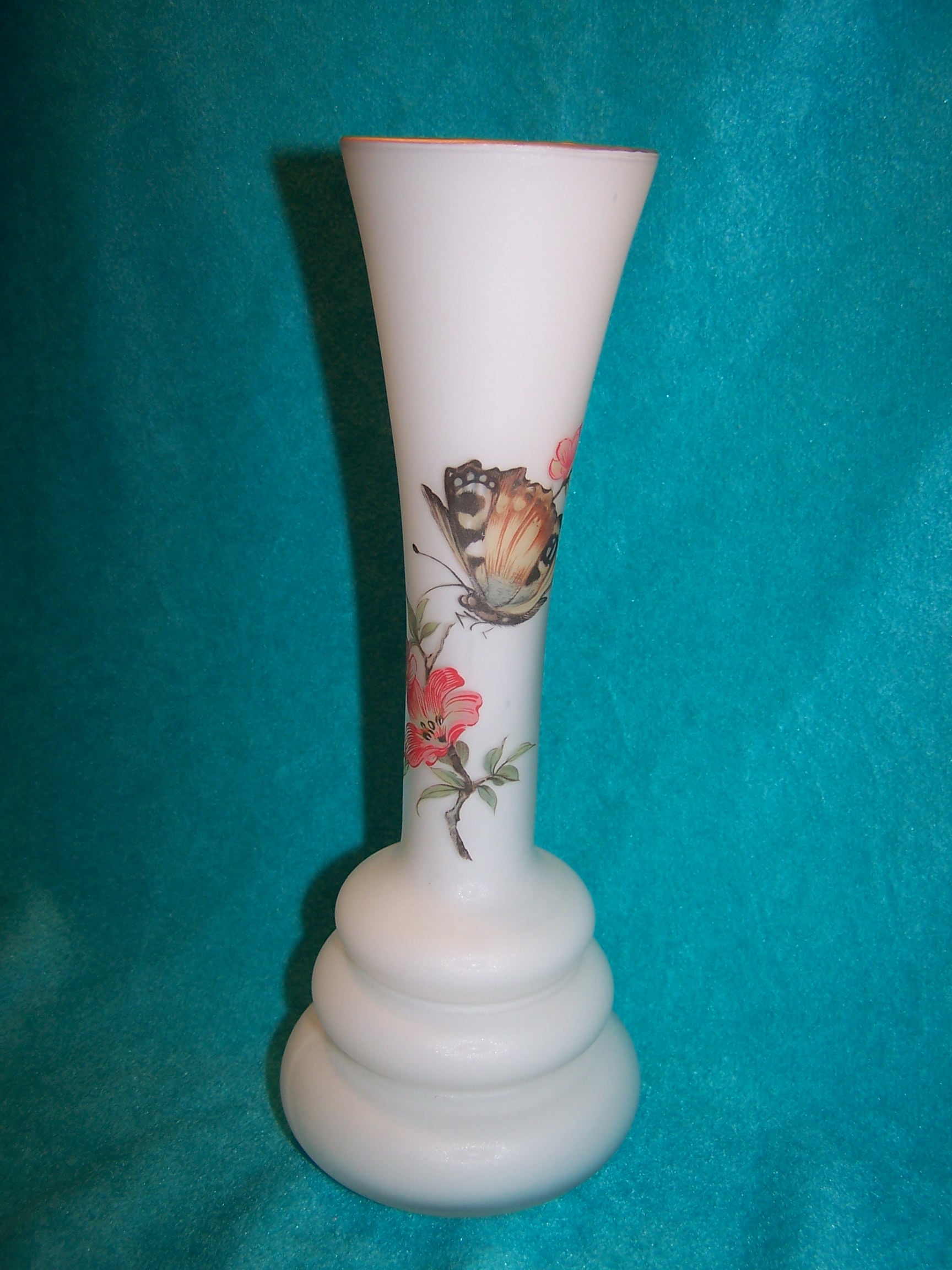 Image 6 of Milk Glass Butterfly Vase, Italian Satin Glass