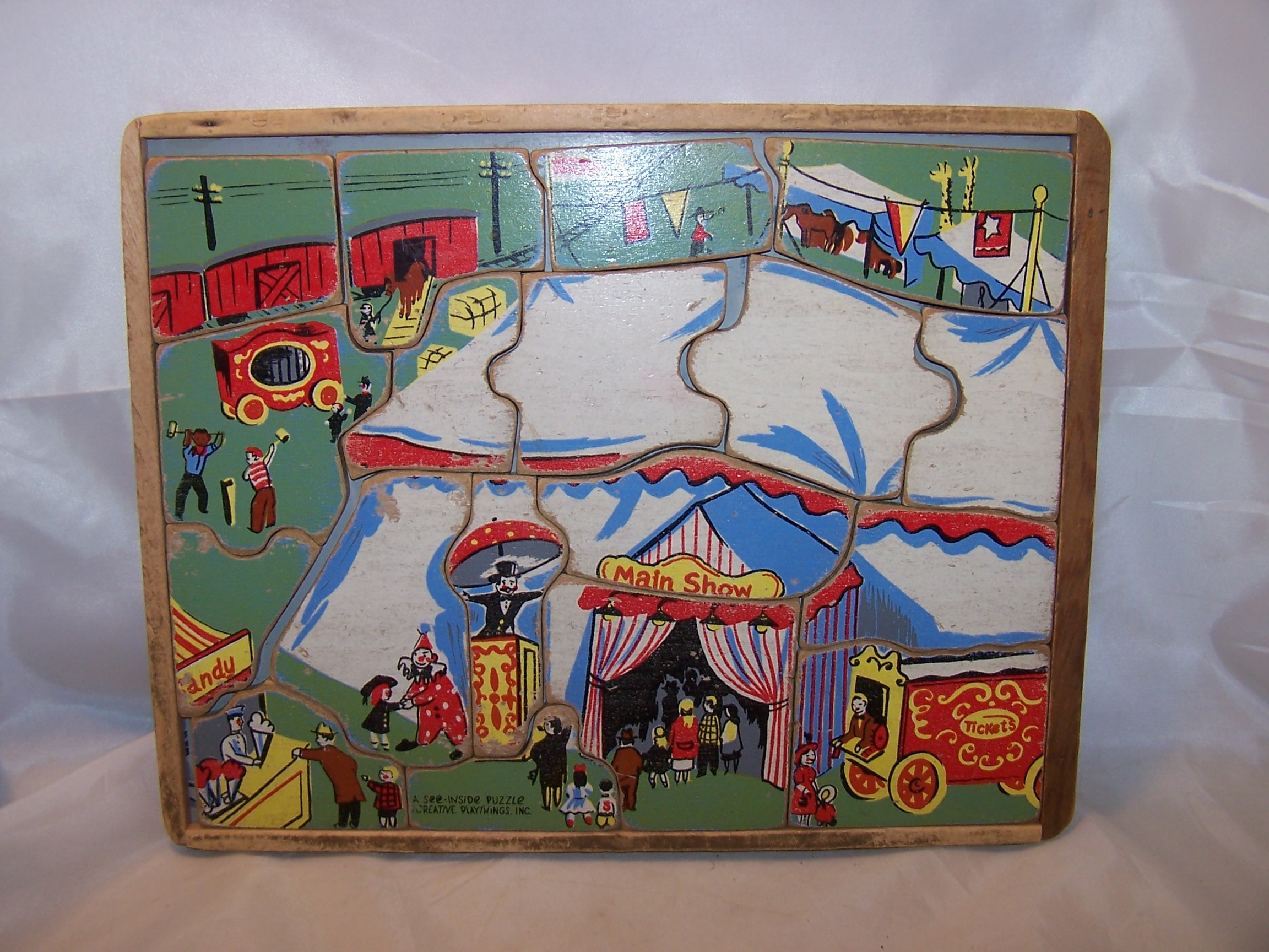 Circus See Inside Wood Puzzle, Vintage, Creative Playthings