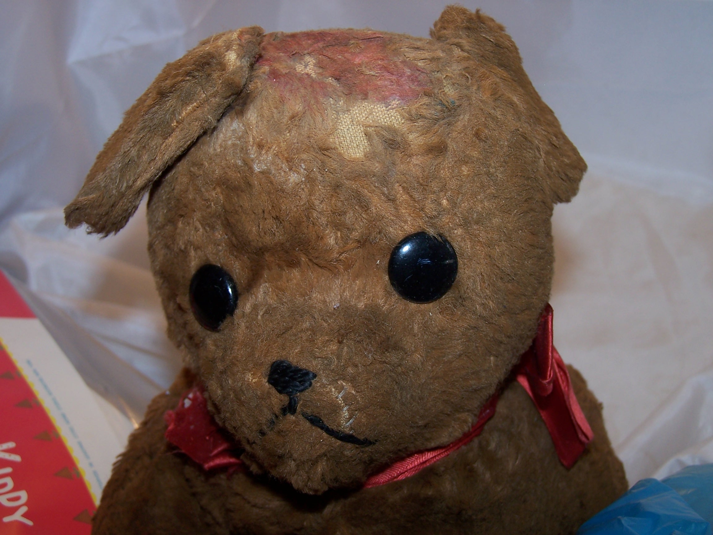 Plush Stuffed Brown Dog, Antique