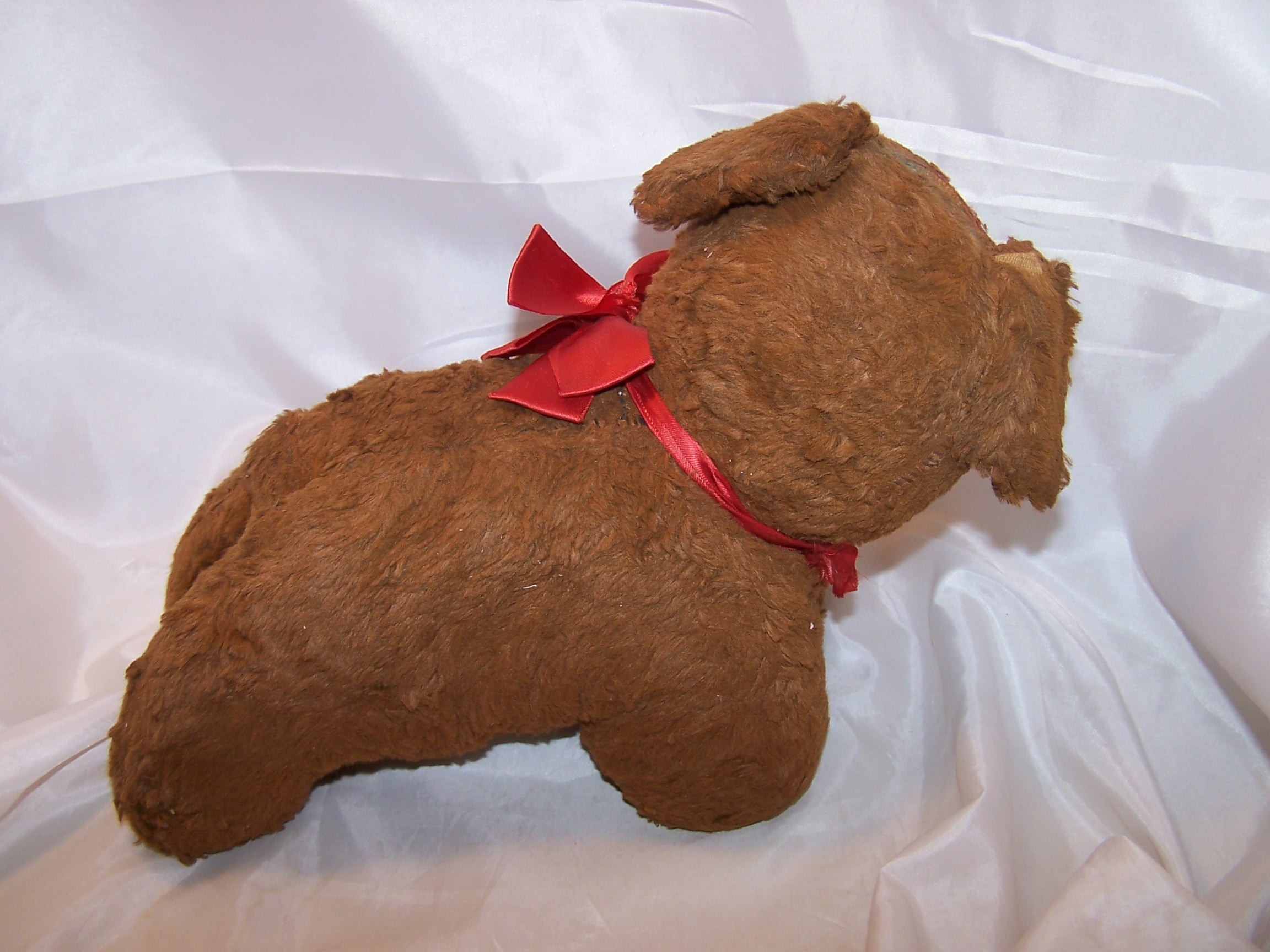 Image 3 of Plush Stuffed Brown Dog, Antique