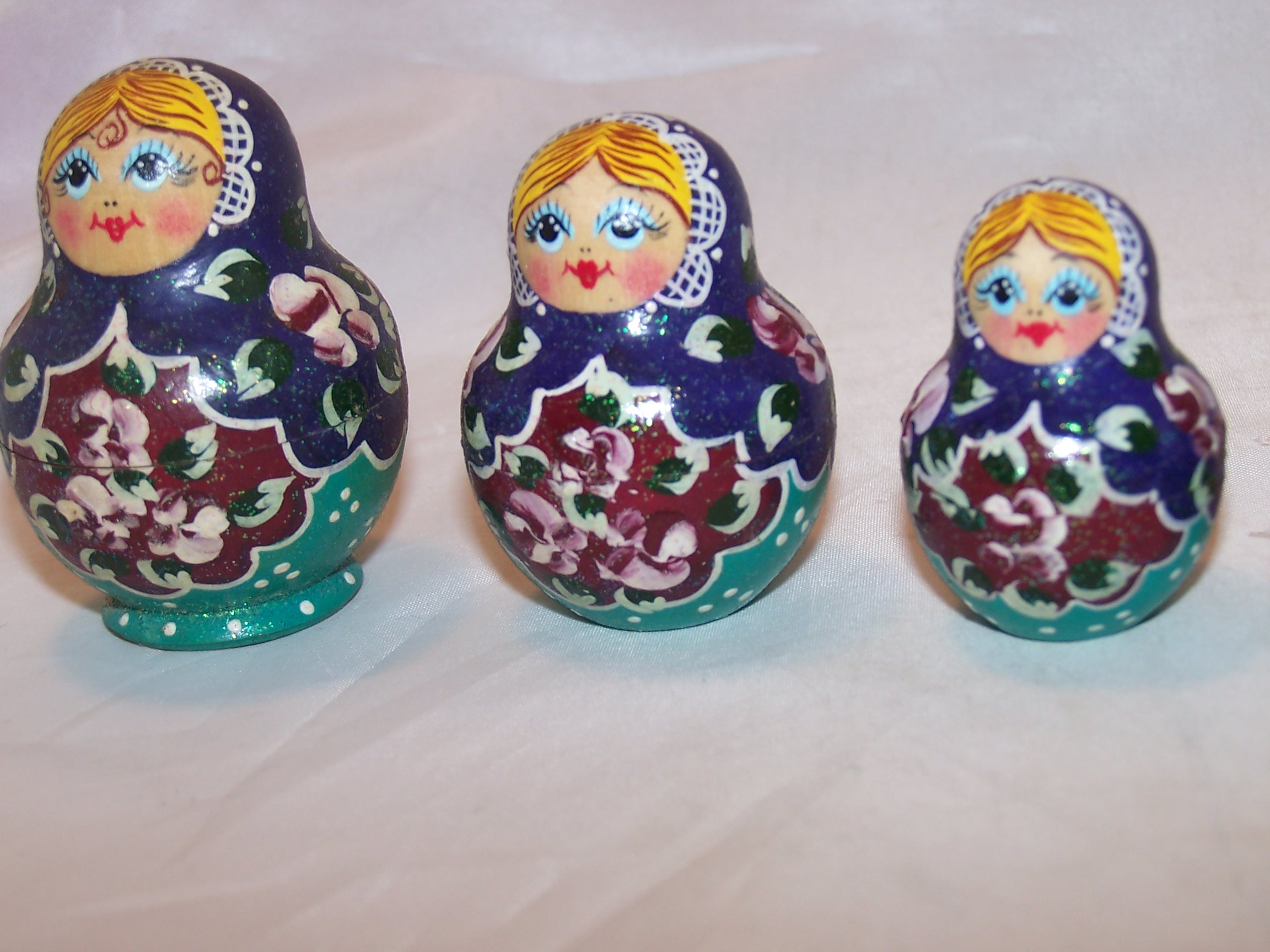 Image 2 of Nesting Doll in Purple, Teal, 8 Levels, Wood