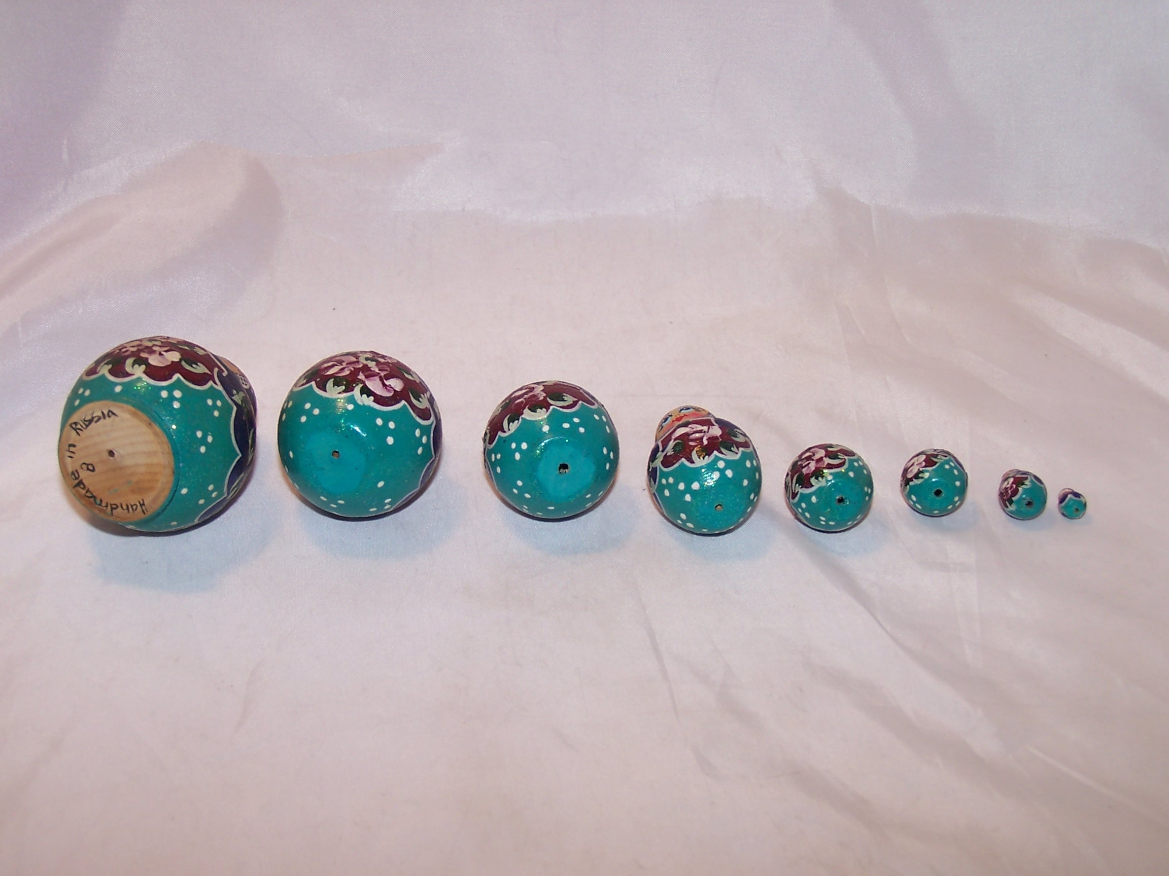 Image 6 of Nesting Doll in Purple, Teal, 8 Levels, Wood