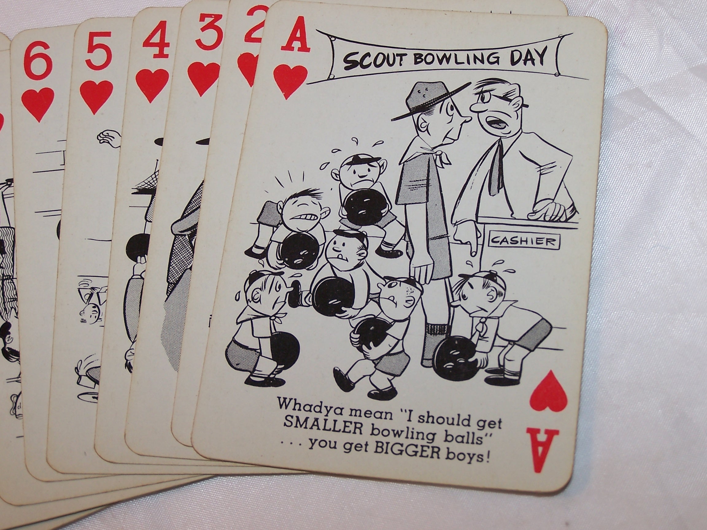 Image 2 of Playing Cards Bowling Jokes, Poker Size, Vntg Orig Pkg