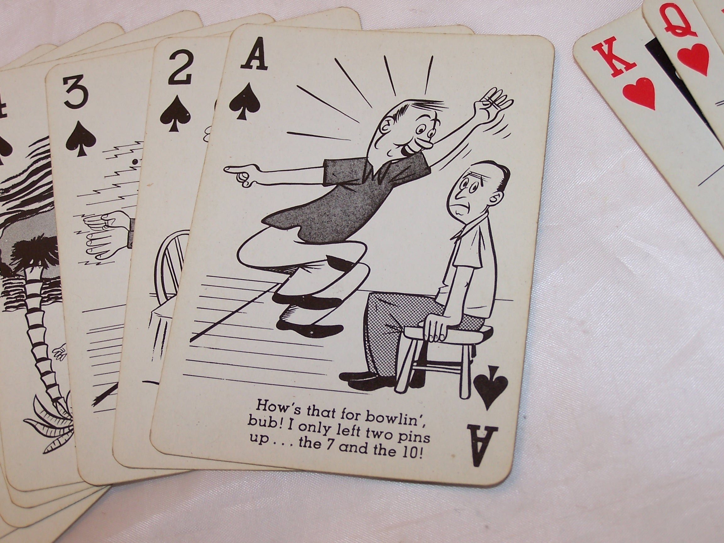 Image 3 of Playing Cards Bowling Jokes, Poker Size, Vntg Orig Pkg.