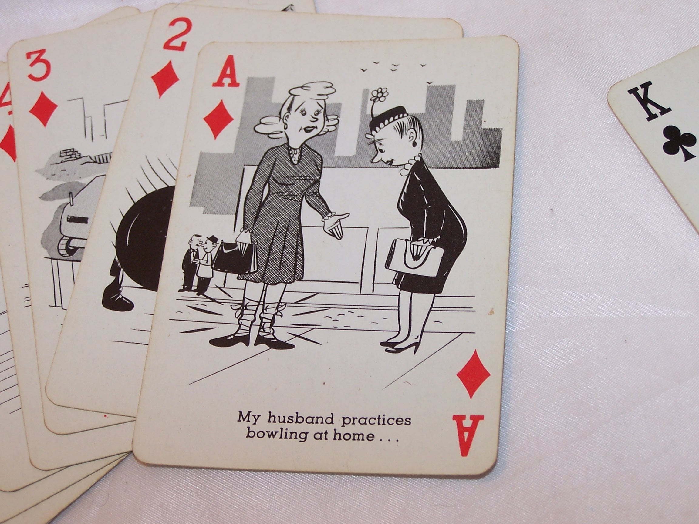 Image 4 of Playing Cards Bowling Jokes, Poker Size, Vntg Orig Pkg.