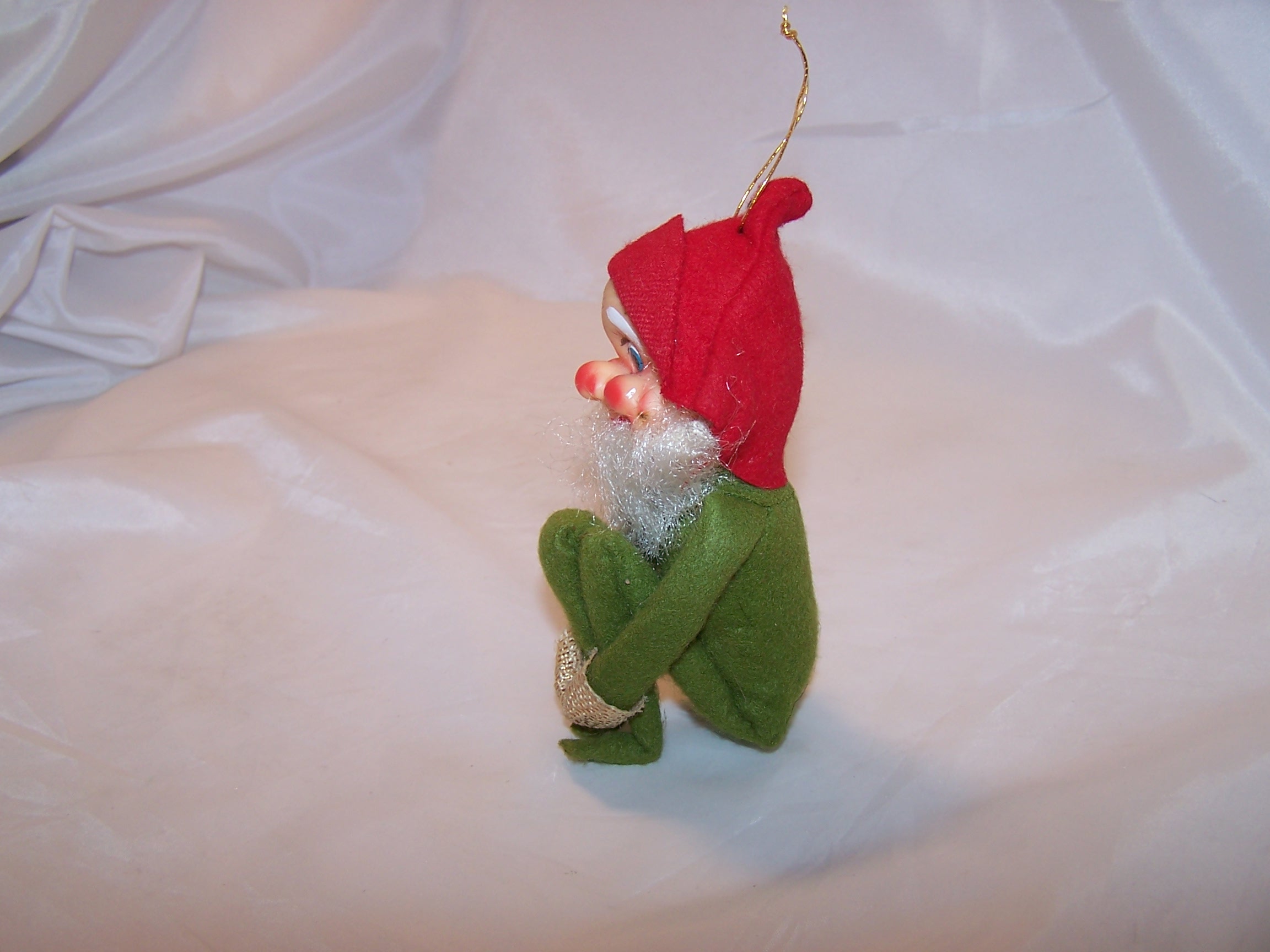 Image 1 of Elf for Your Shelf, Bearded Green Elf, Pixie Doll w Red Hat