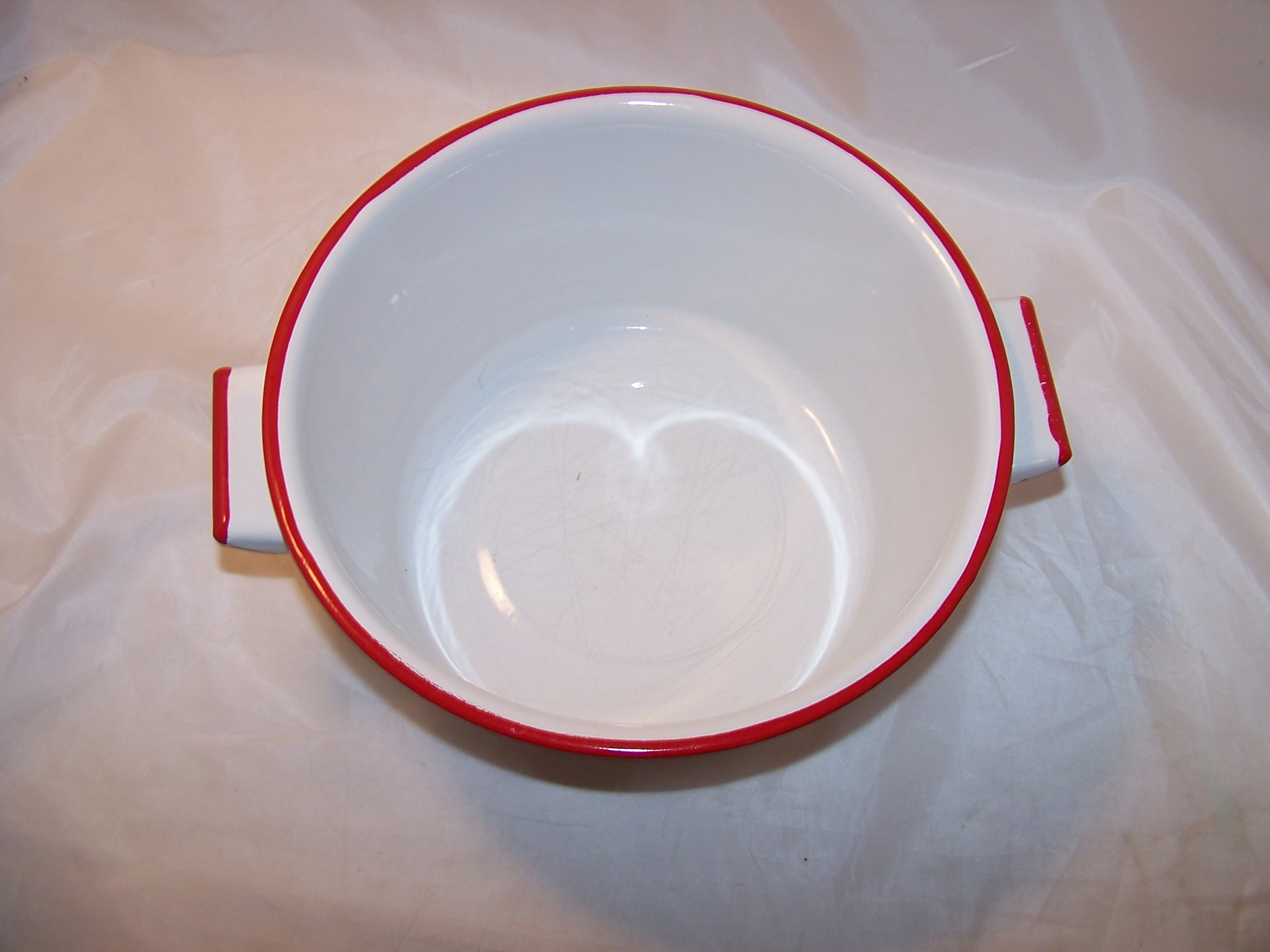 Image 4 of Enamelware Enamel Clad Cooking Pot Red White Vintage