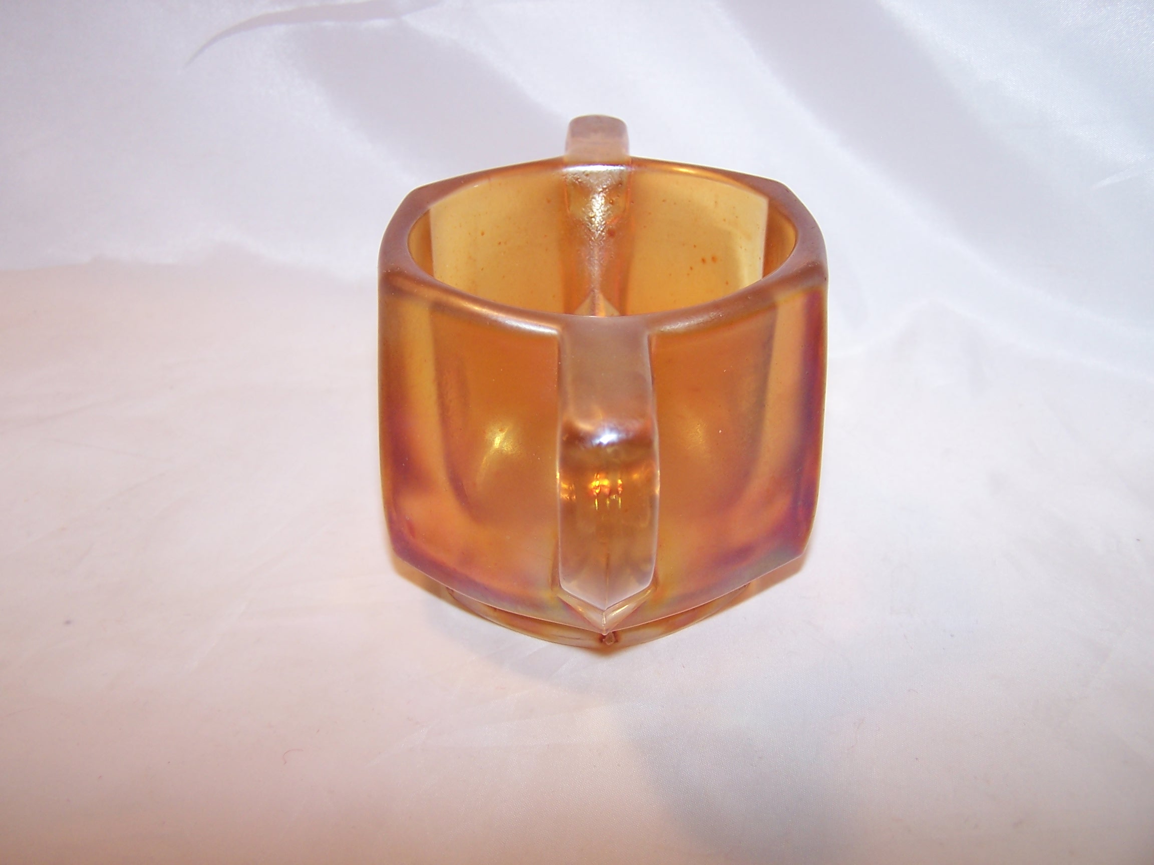 Image 3 of Yellow Carnival Glass Sugar Bowl, Vintage, Iridescent, Thick Glass