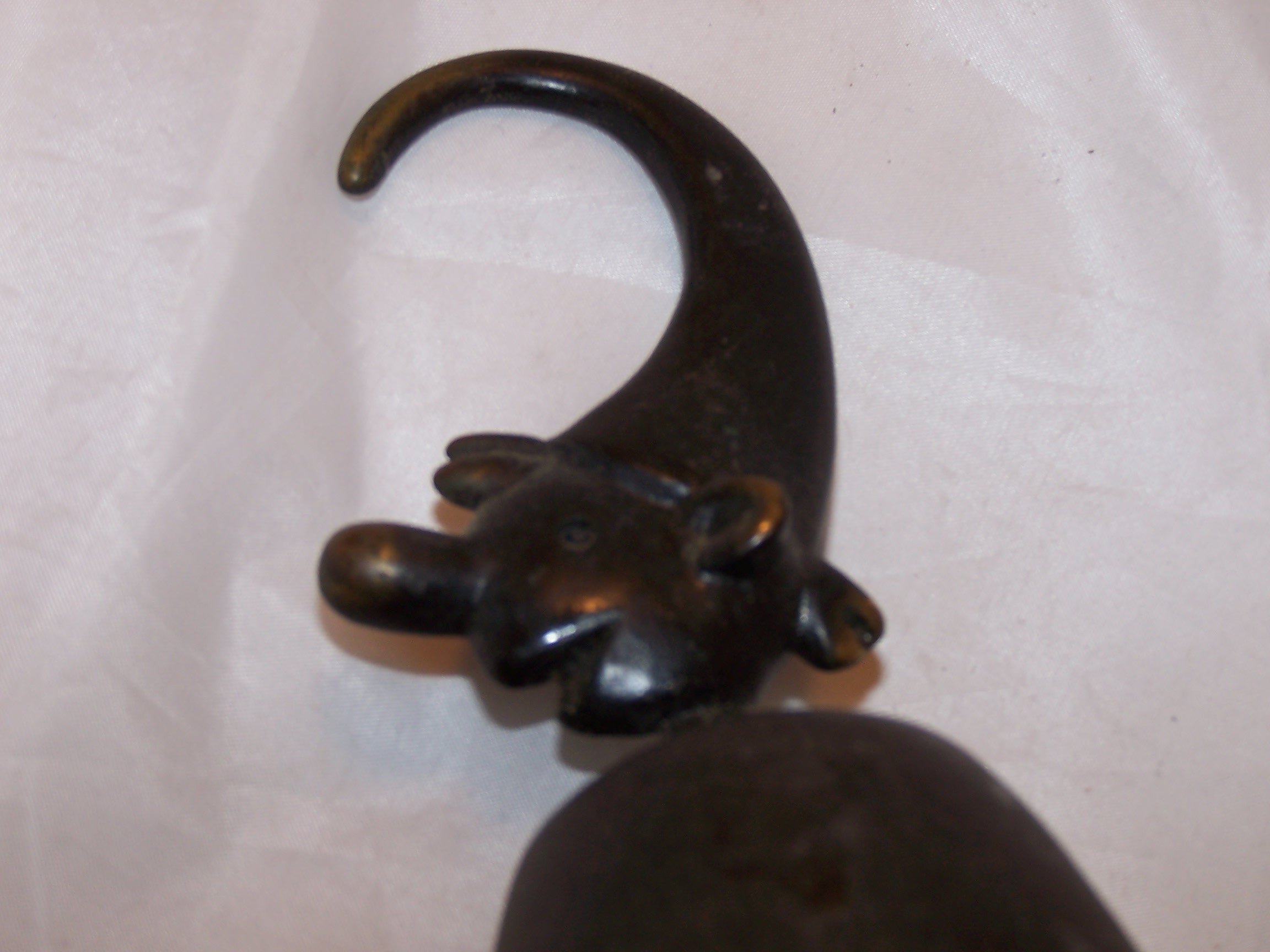 Image 1 of Elf Bell with Curled Tip Cap, Solid Brass, Patina, Vintage