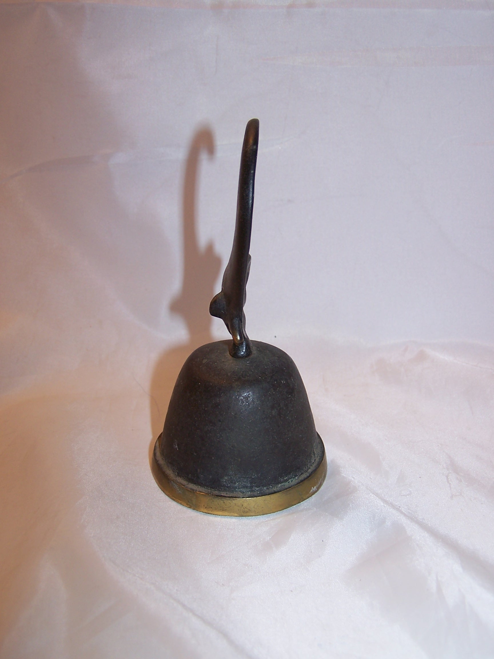 Image 2 of Elf Bell with Curled Tip Cap, Solid Brass, Patina, Vintage
