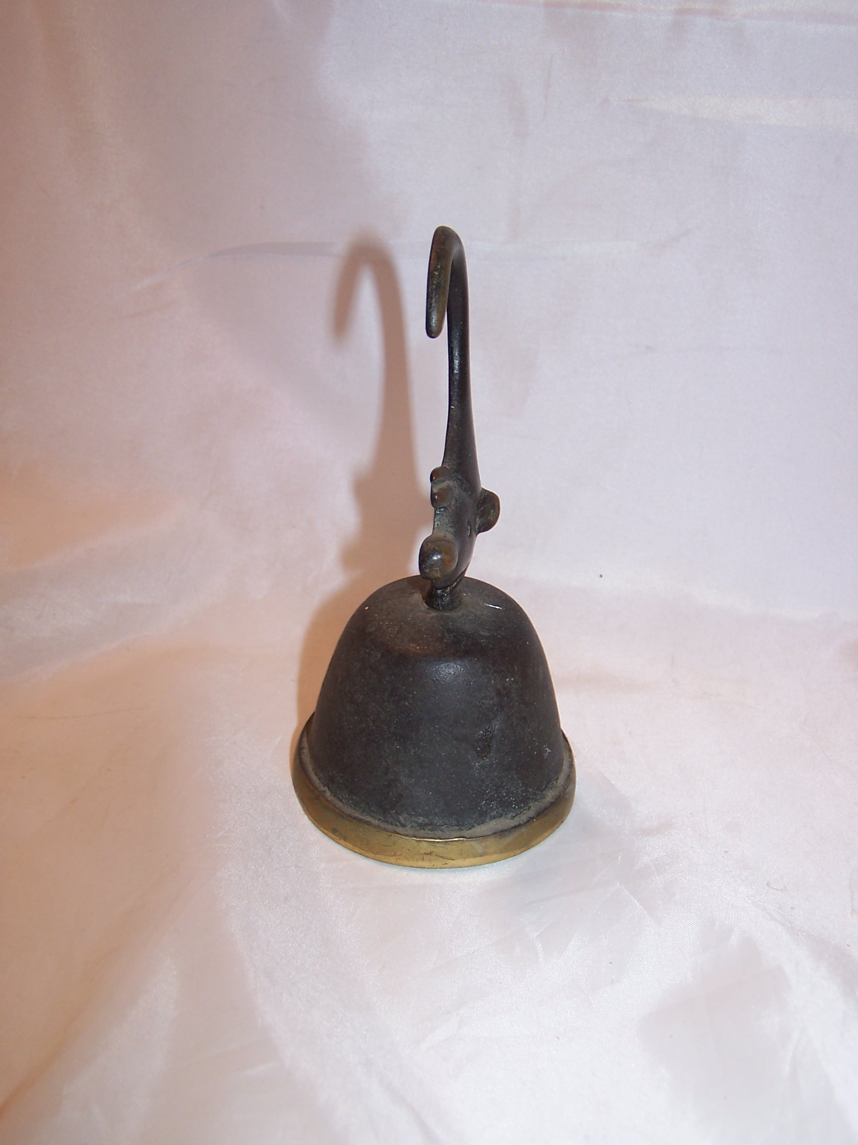 Image 4 of Elf Bell with Curled Tip Cap, Solid Brass, Patina, Vintage