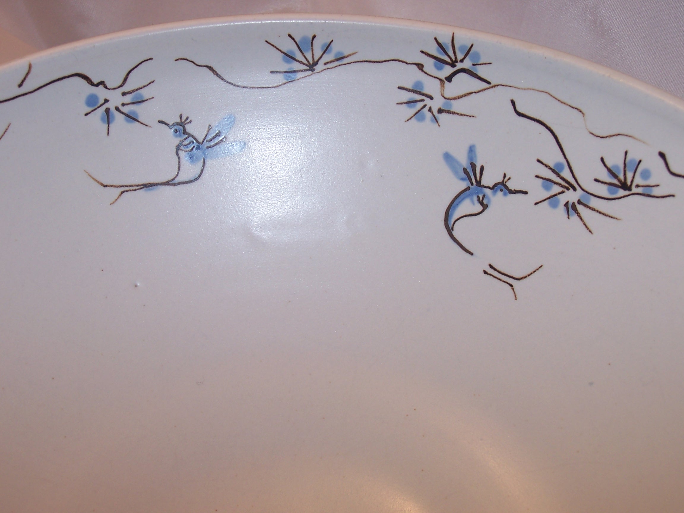 Image 3 of Hummingbird Decorated Pottery Bowl, Artist Signed, Wil-D Studio