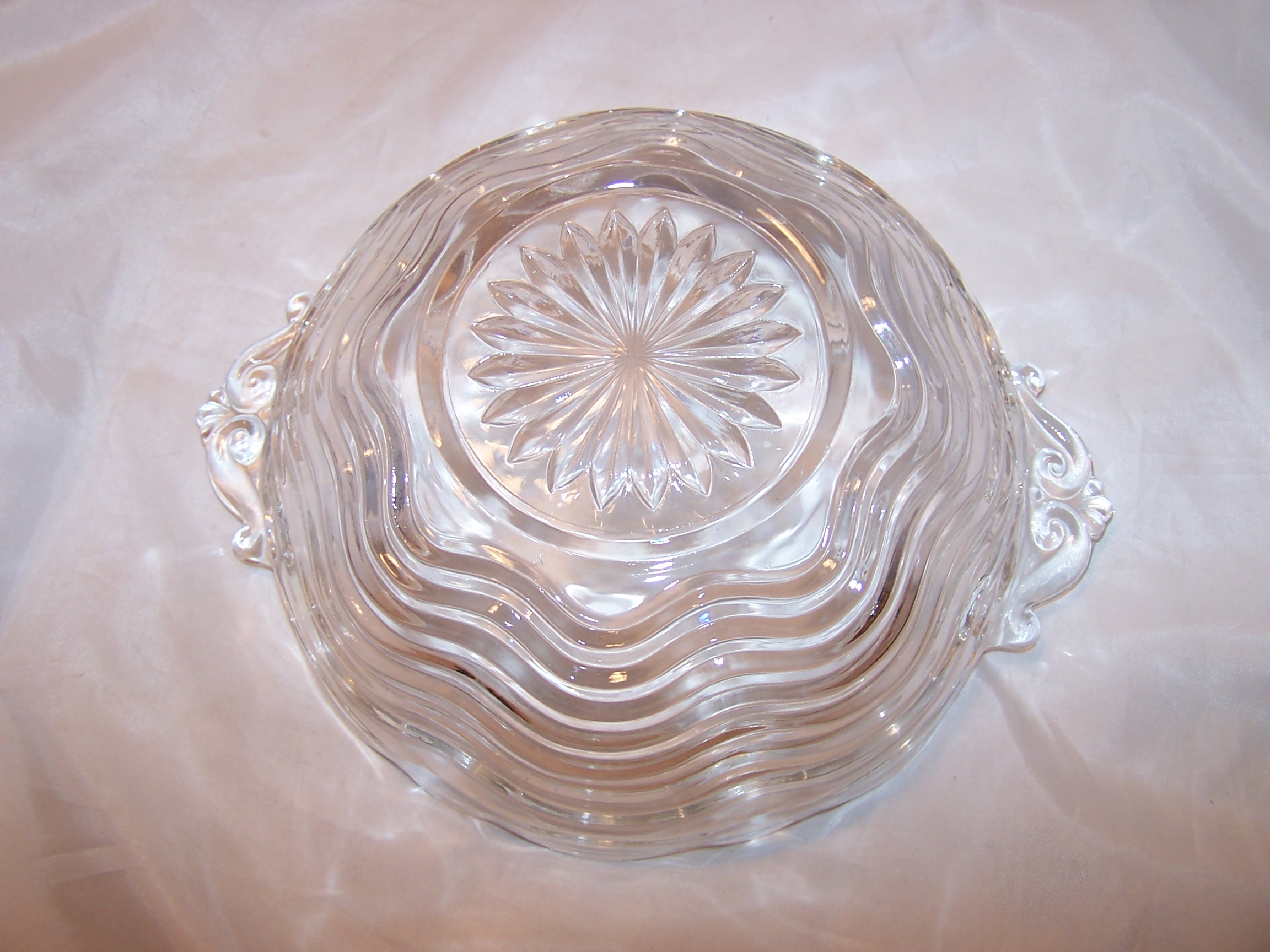 Image 2 of Duncan and Miller, Caribbean Pattern, Clear Glass Bowl w Handles