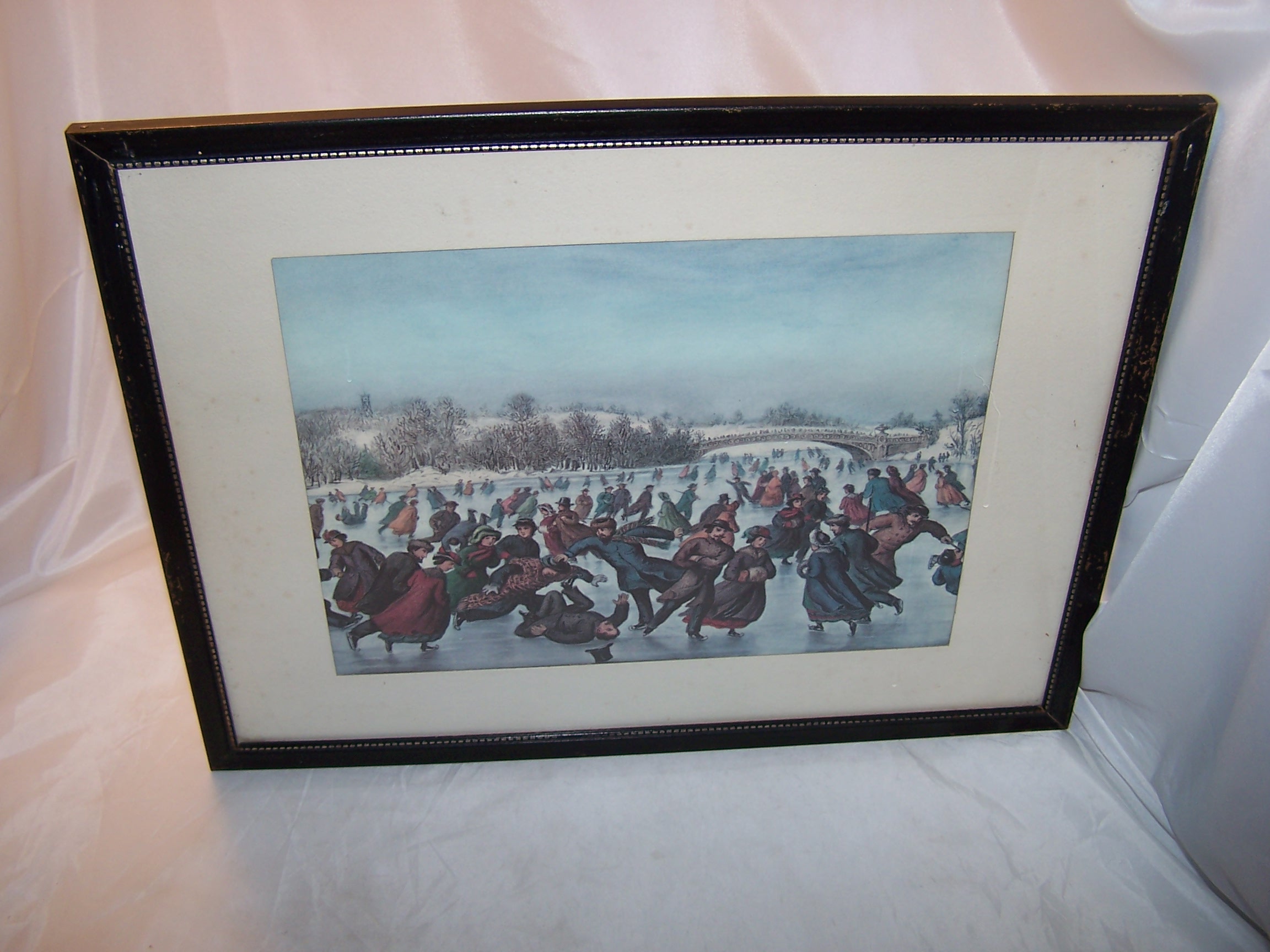 Currier & Ives, The Skating Carnival, Framed 1963 Calendar Page