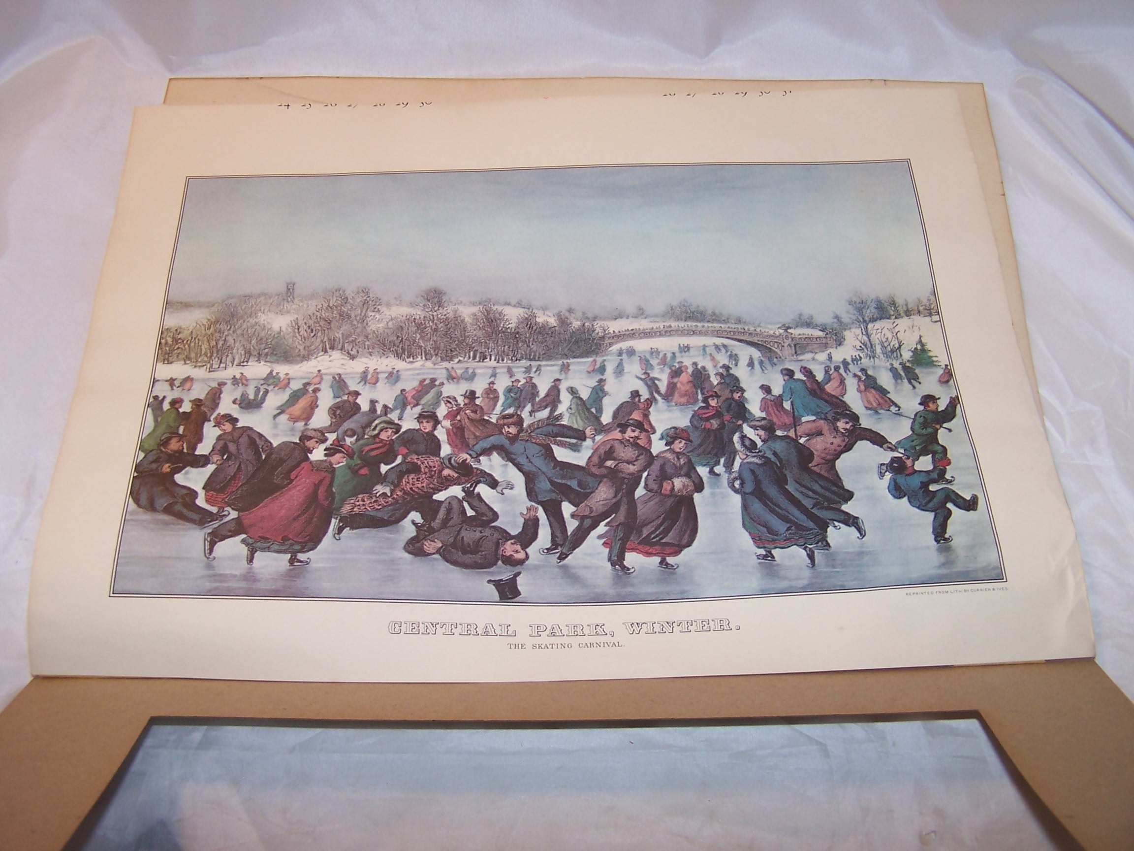 Image 2 of Currier & Ives, The Skating Carnival, Framed 1963 Calendar Page